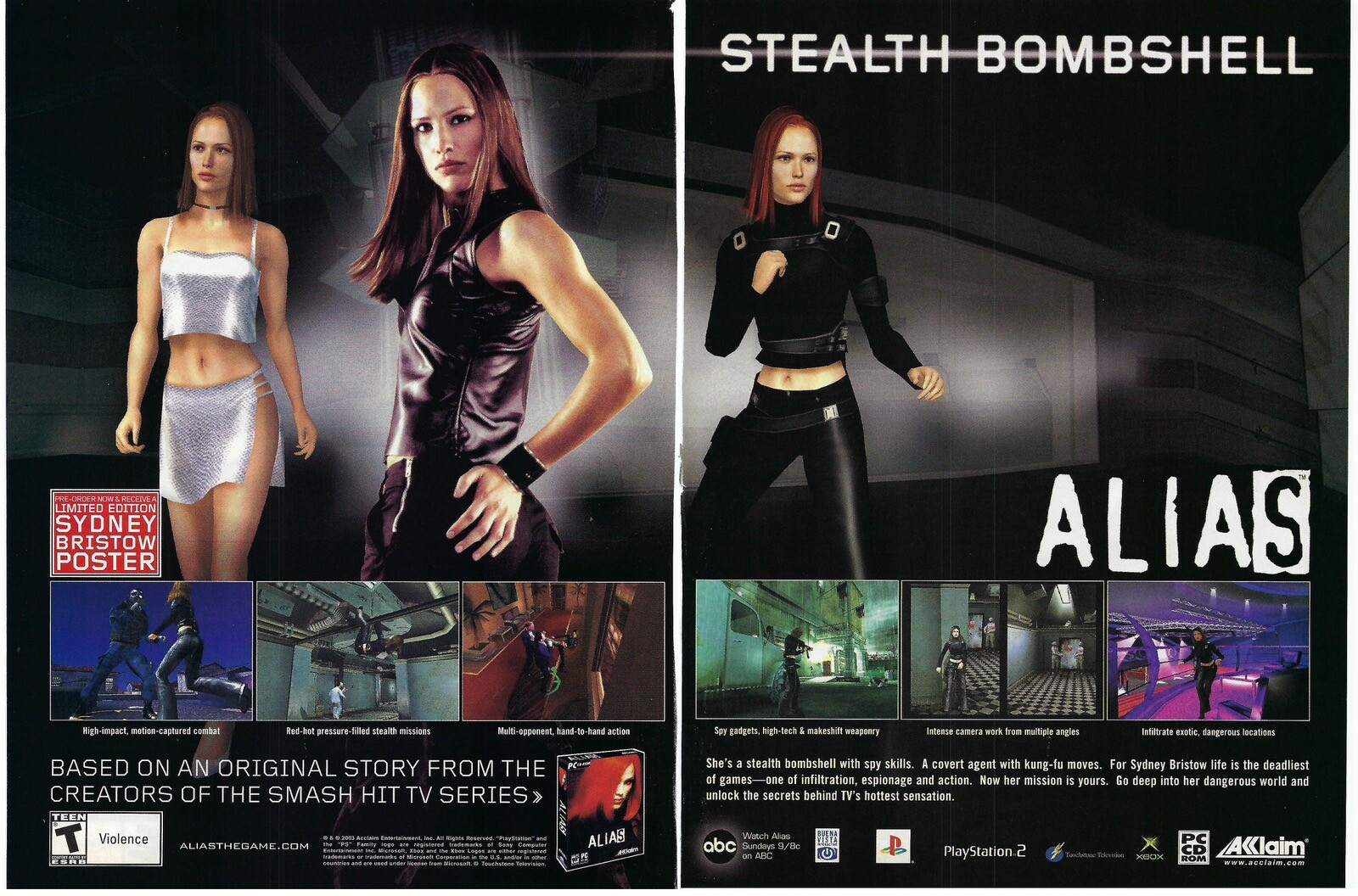 2004 Alias Jennifer Garner as Sydney Bristow Video Game Retro Print Ad/Poster