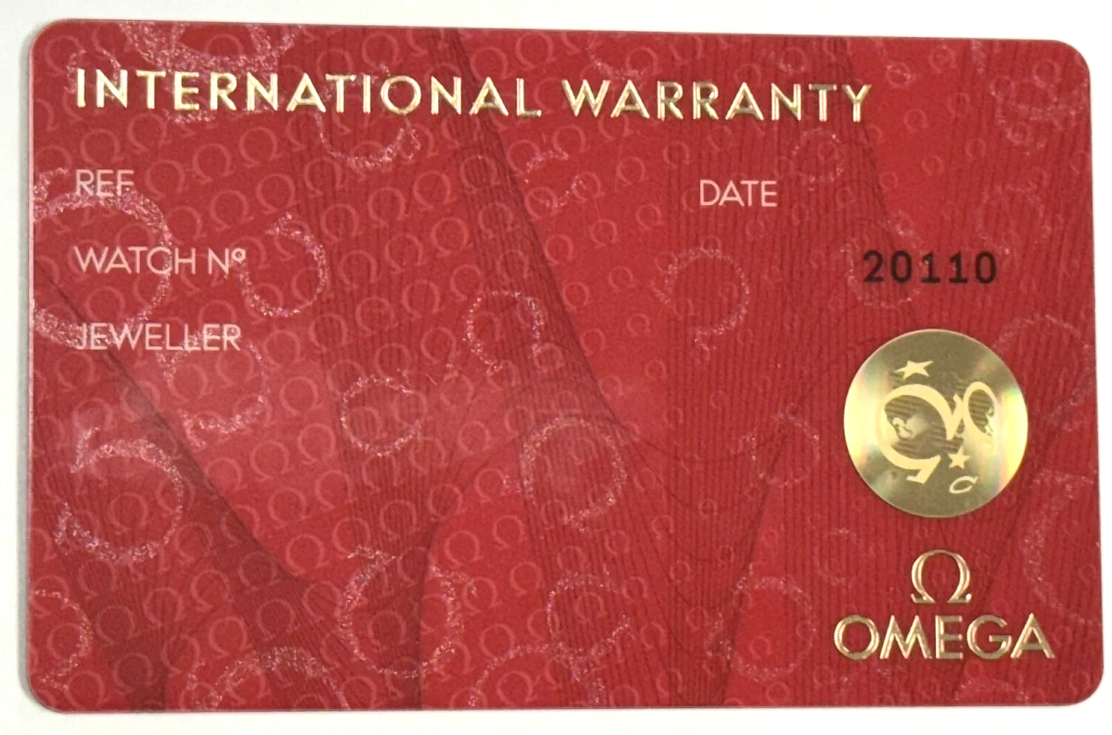 Omega Authentic Genuine International Warranty Certificate For Omega Watches
