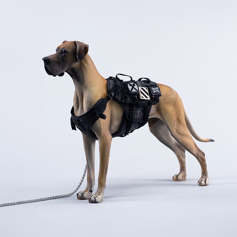 1/6 Great Dane Resin Dog Figure With Tactical Harness Realistic Animal Gift Toy