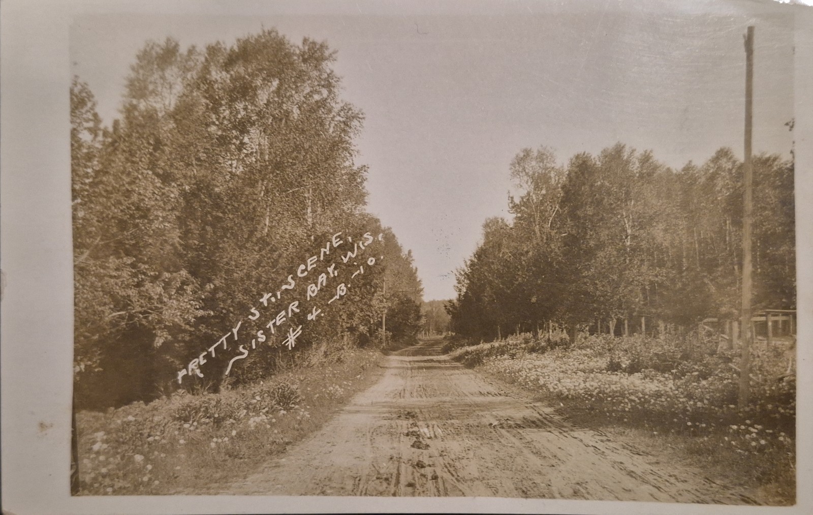 RPPC Pretty Street Scene Sister Bay Wisconsin Real Photo Postcard 1910 #4B-10