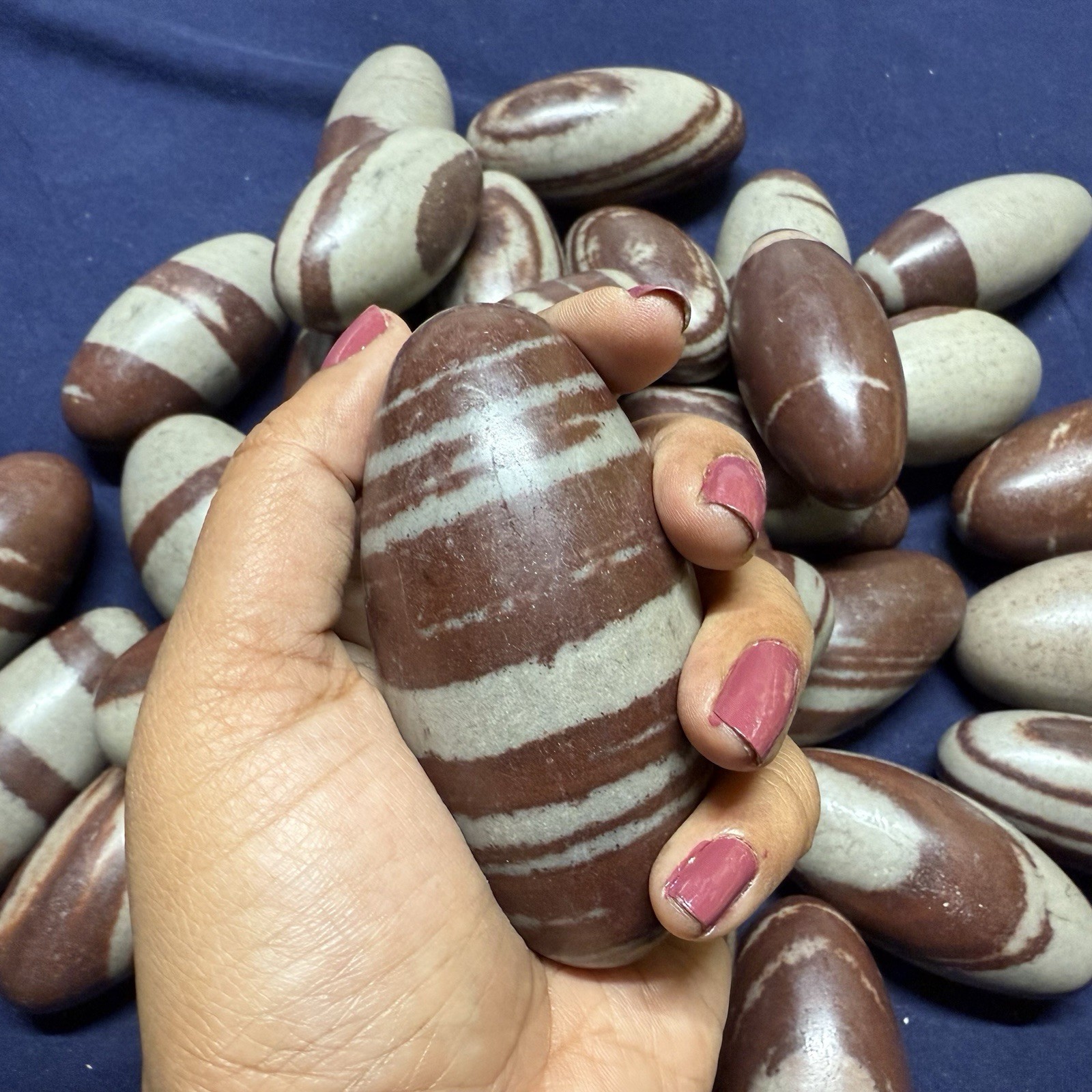 3” Shiva Lingam stone from India - Narmada River - Palm size Shivalingam - 1 pc