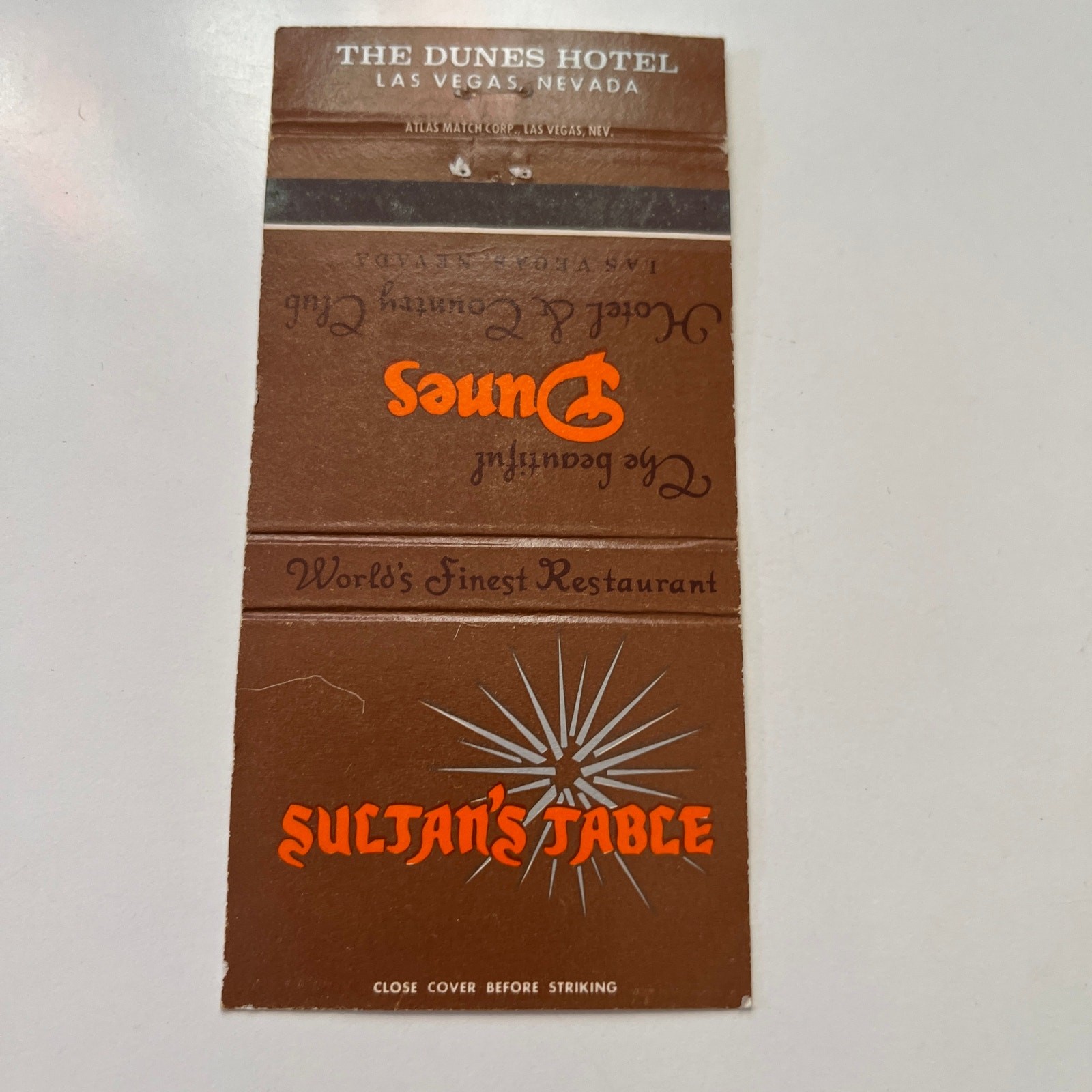 Sultan\'s Table The Dunes Hotel Las Vegas NV Vintage Matchbook Cover SMM14-2