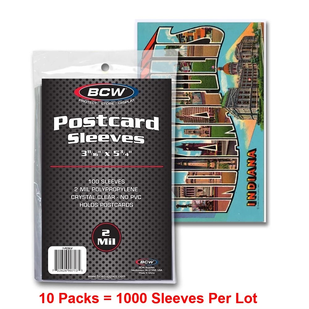 1000 BCW Archival Soft Postcard Poly Sleeves - Acid Free Polypropylene Holders