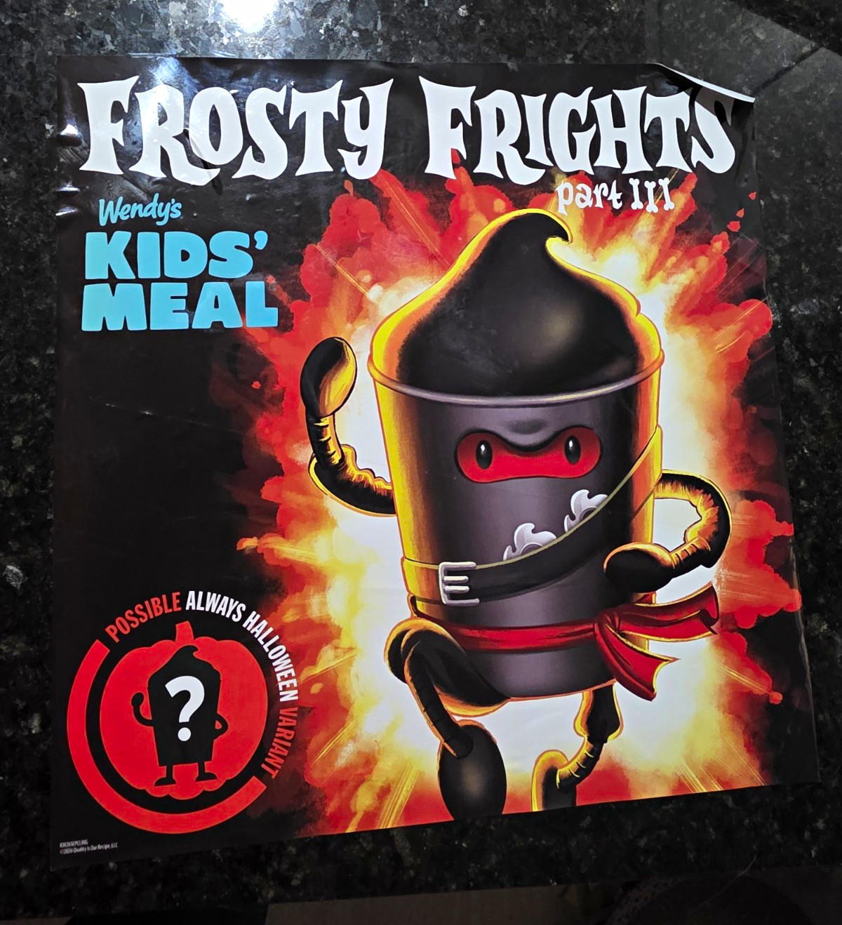 Wendy\'s Kids\' Meal Frosty Frights Part III Promotional Poster cling.