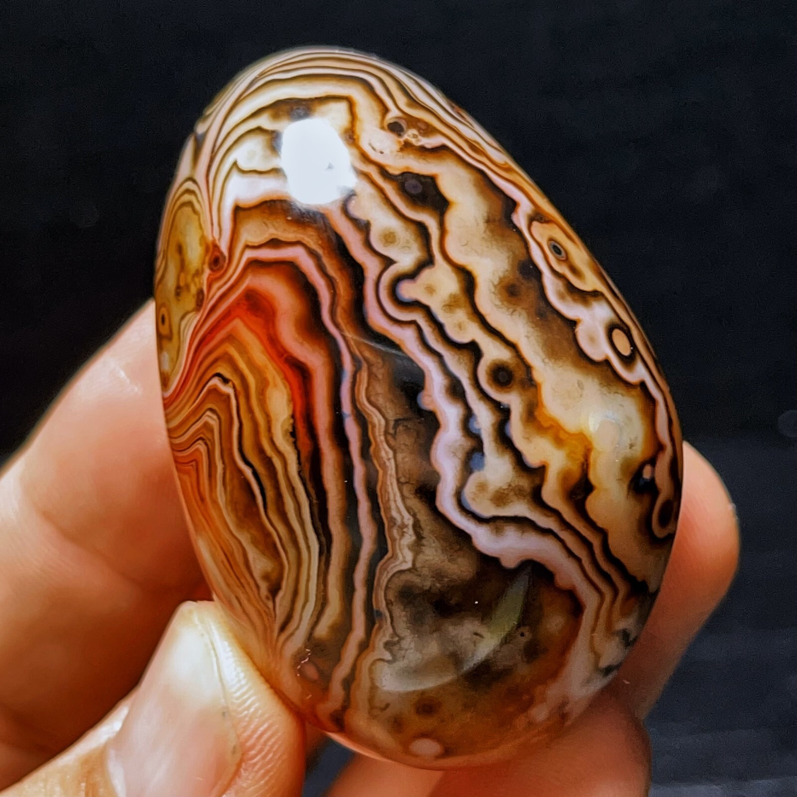 TOP 71G Natural Polished Silk Banded Agate Lace Agate Crystal Madagascar  L2755