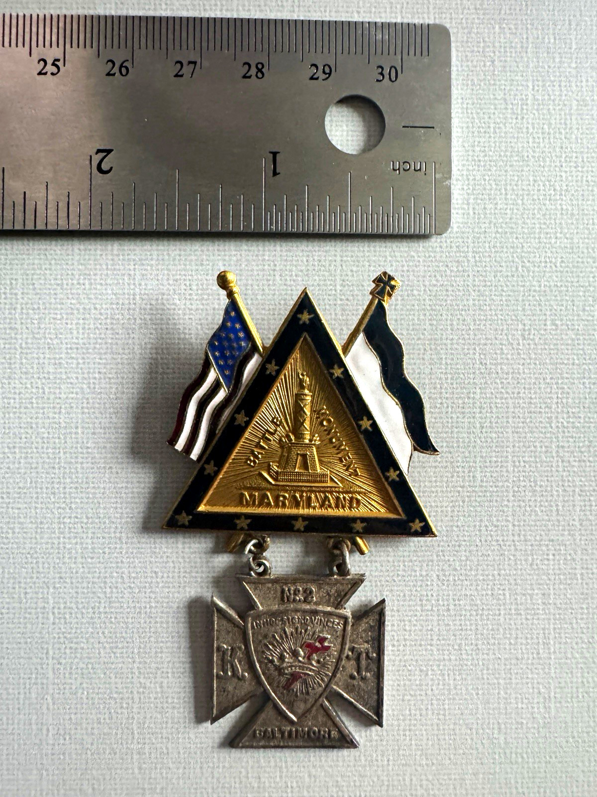 Antique Knights Templar Baltimore Commandery No 2 Maryland Masonic Medal