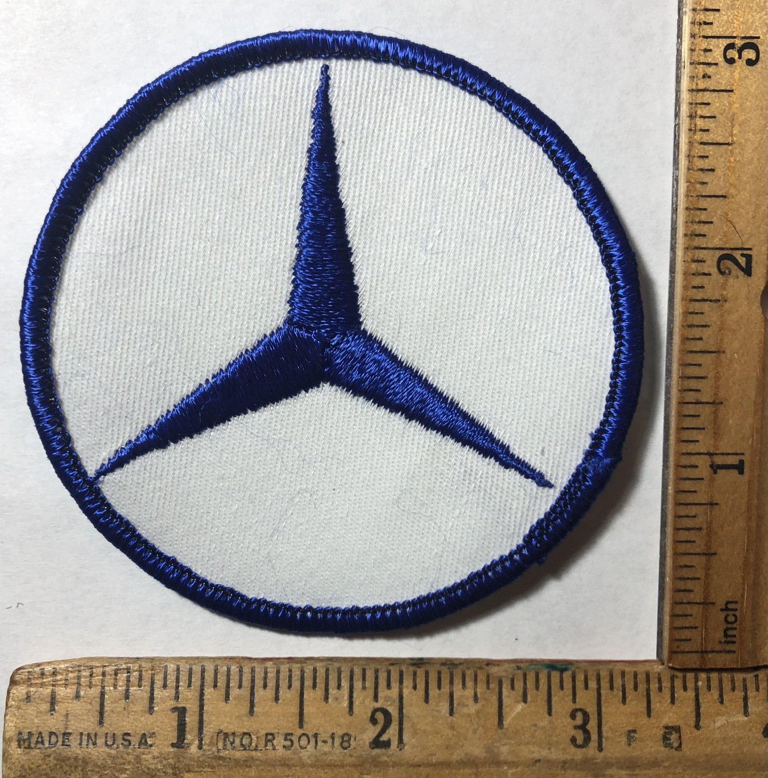 Vintage Original Mercedes Benz Logo 3” White Patch Iron On Dealership Racing