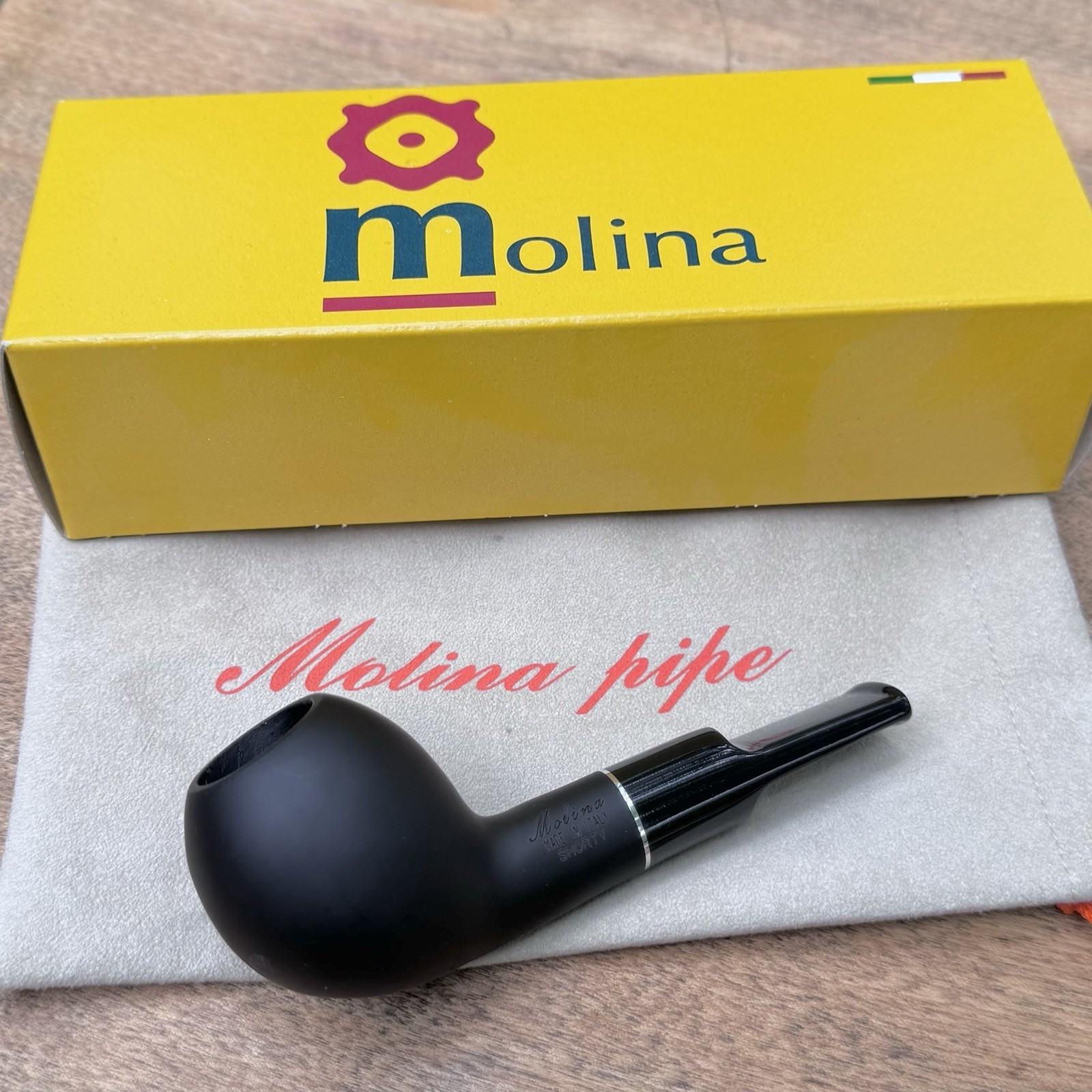 Molina Shorty Matte Black Apple Nose Warmer (MO1) (9mm) Filter Pipe - New