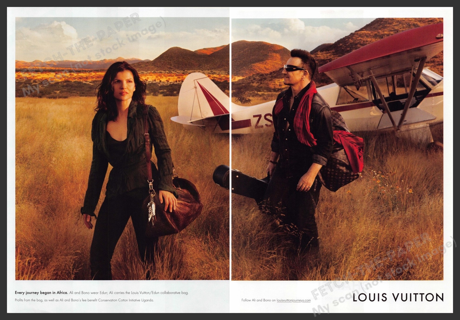 Louis Vuitton Bono and Wife Ali Africa 2010s Print Advertisement (2 pgs) 2010