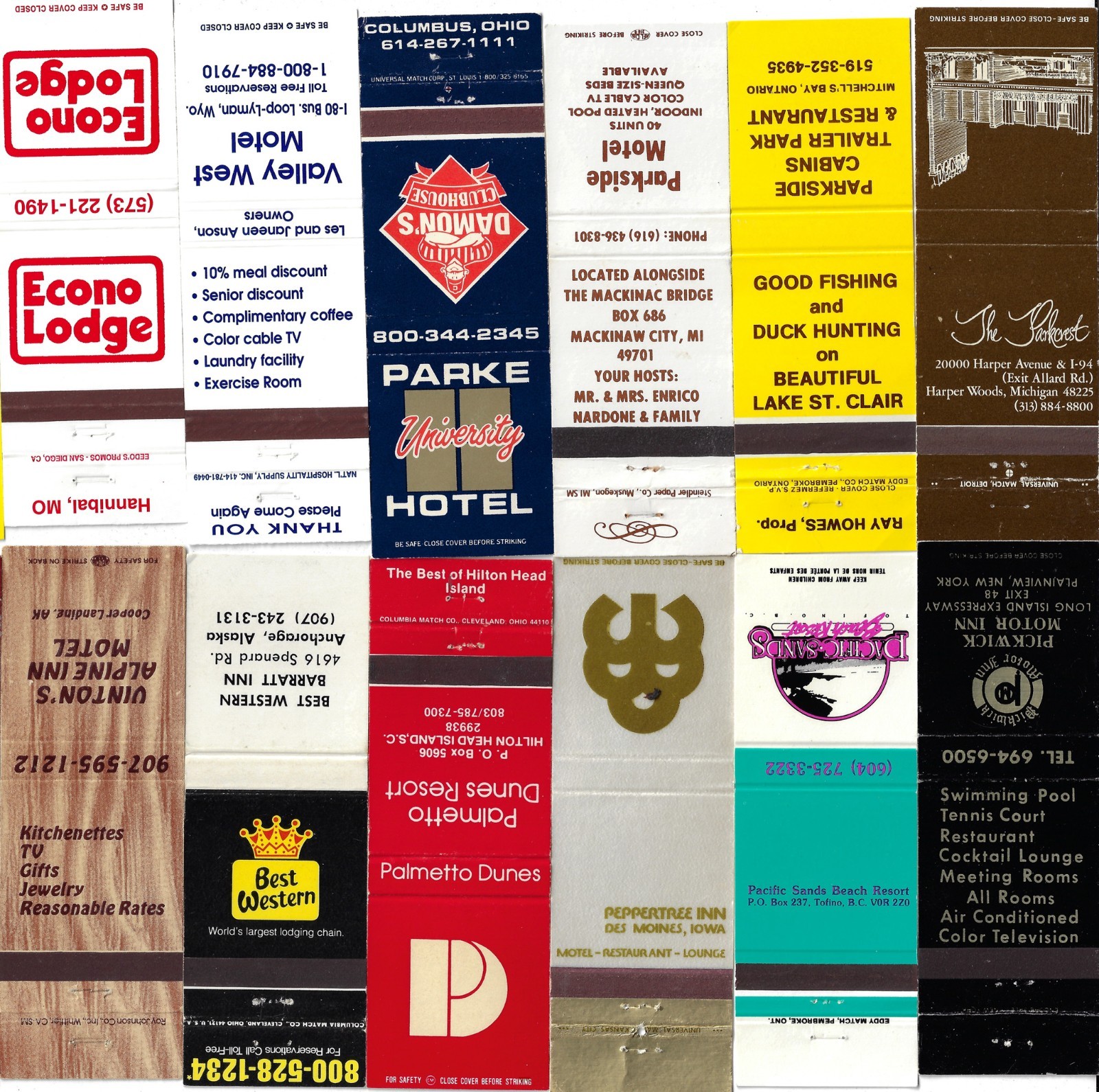 Lot of 25 Mixed Matchbook Covers 20S Hotels from 80\' 90\'s