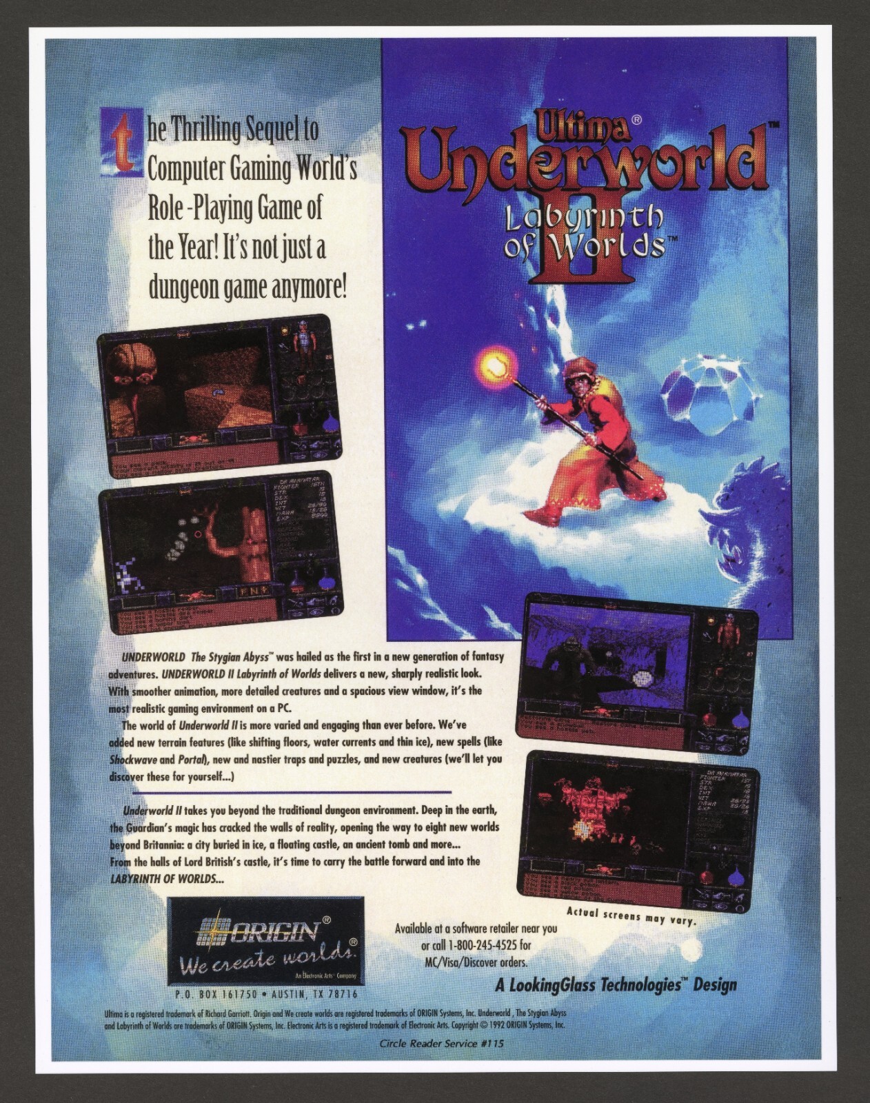 Ultima Underworld II Labyrinth of Worlds PC Game Promo Ad Art Print Poster 2