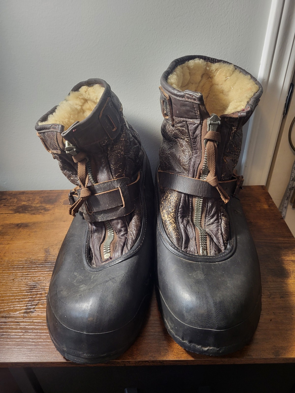 WWII WW2 US Army Air Force USAF Type A1 Heavy Flight Overshoe Leather Wool Boots