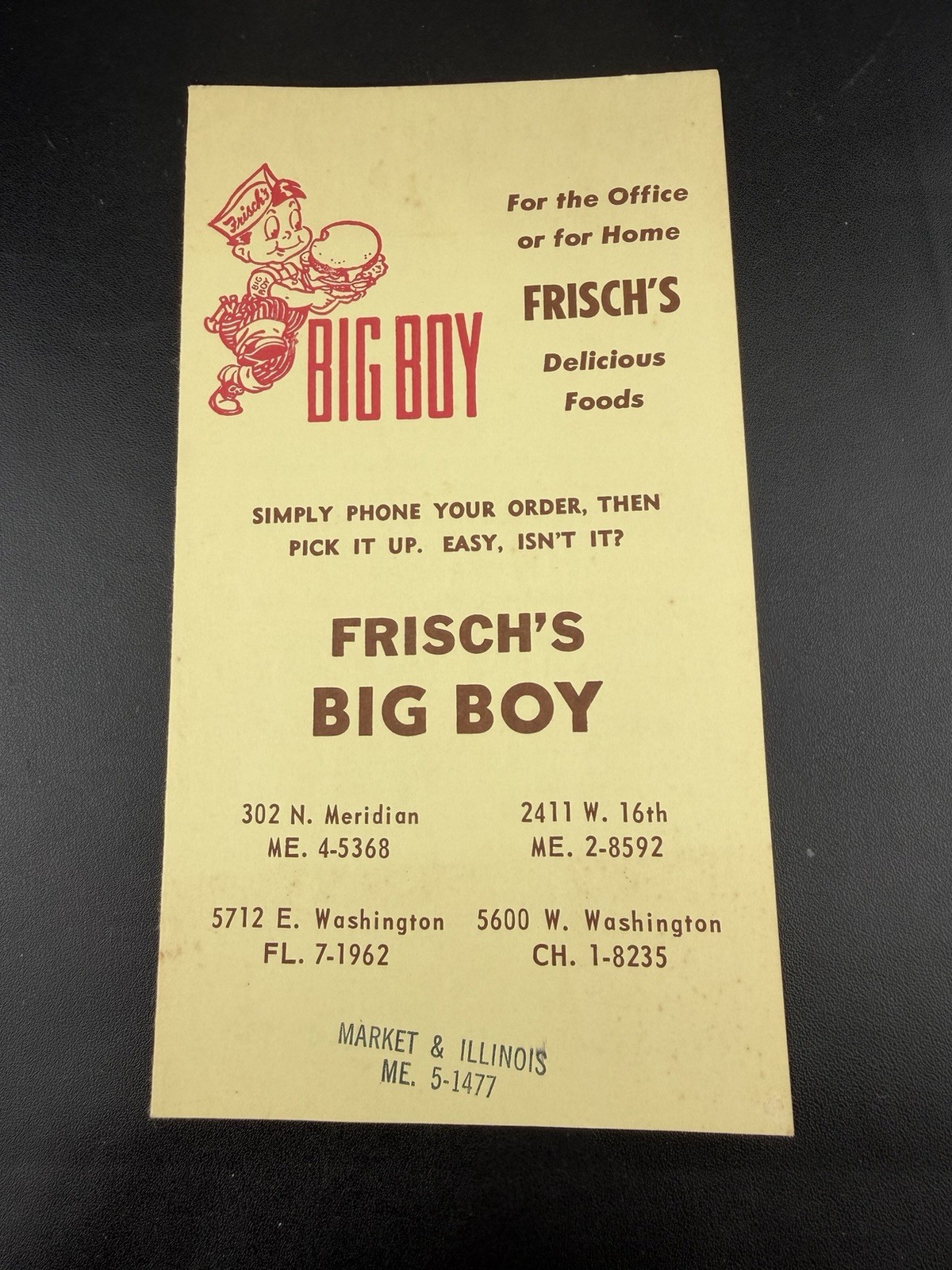 Vintage Original Frisch\'s Big Boy Menu Indianapolis