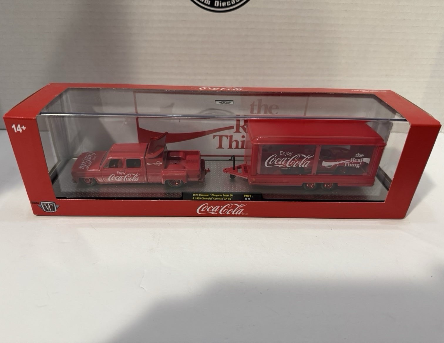 1/64 CHASE Coca-Cola 1973 Chevrolet Cheyenne Super 30 Pickup Truck & Trailer Red