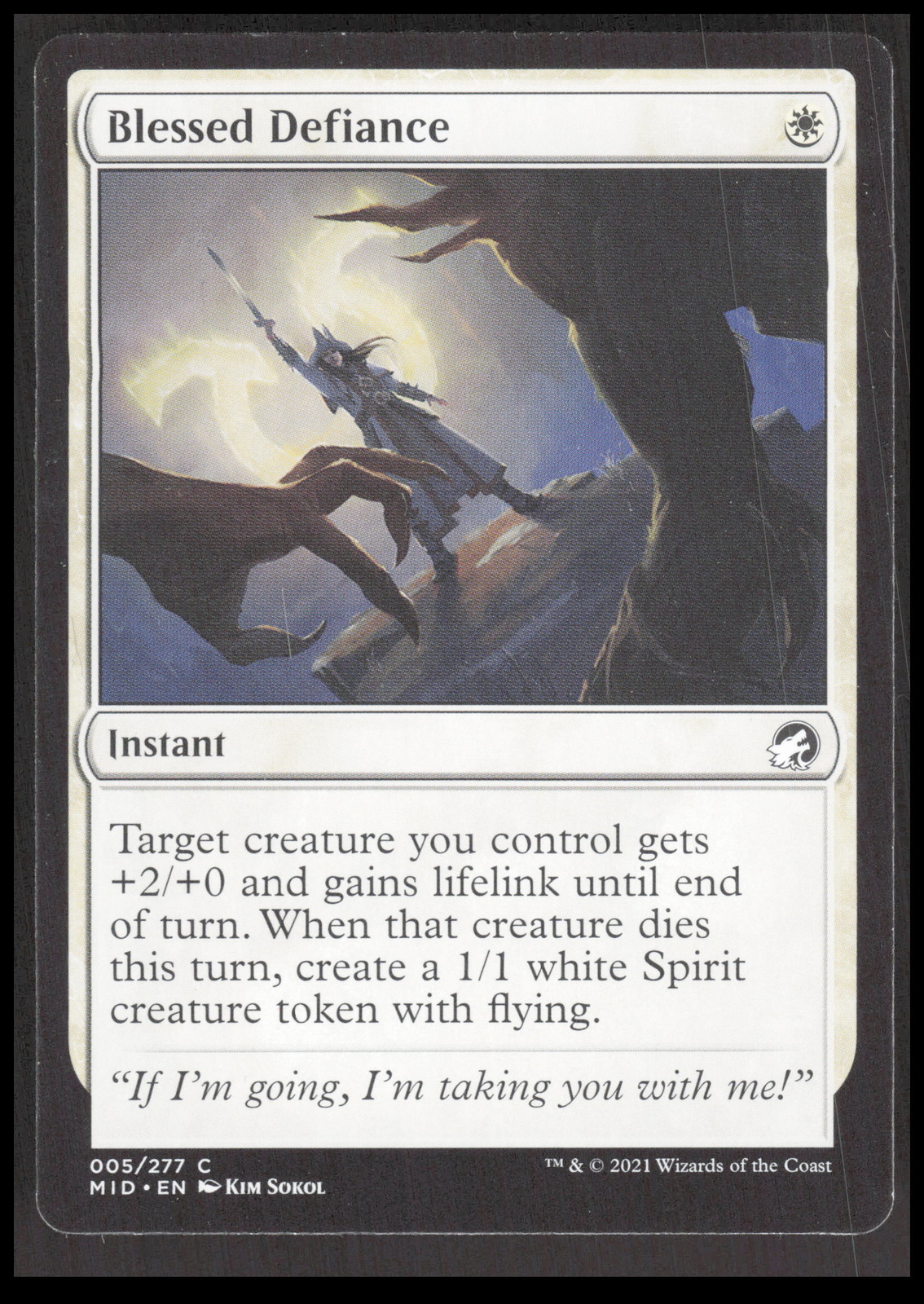 MTG Blessed Defiance 5 Common Innistrad: Midnight Hunt Card CB-1-2-A-7
