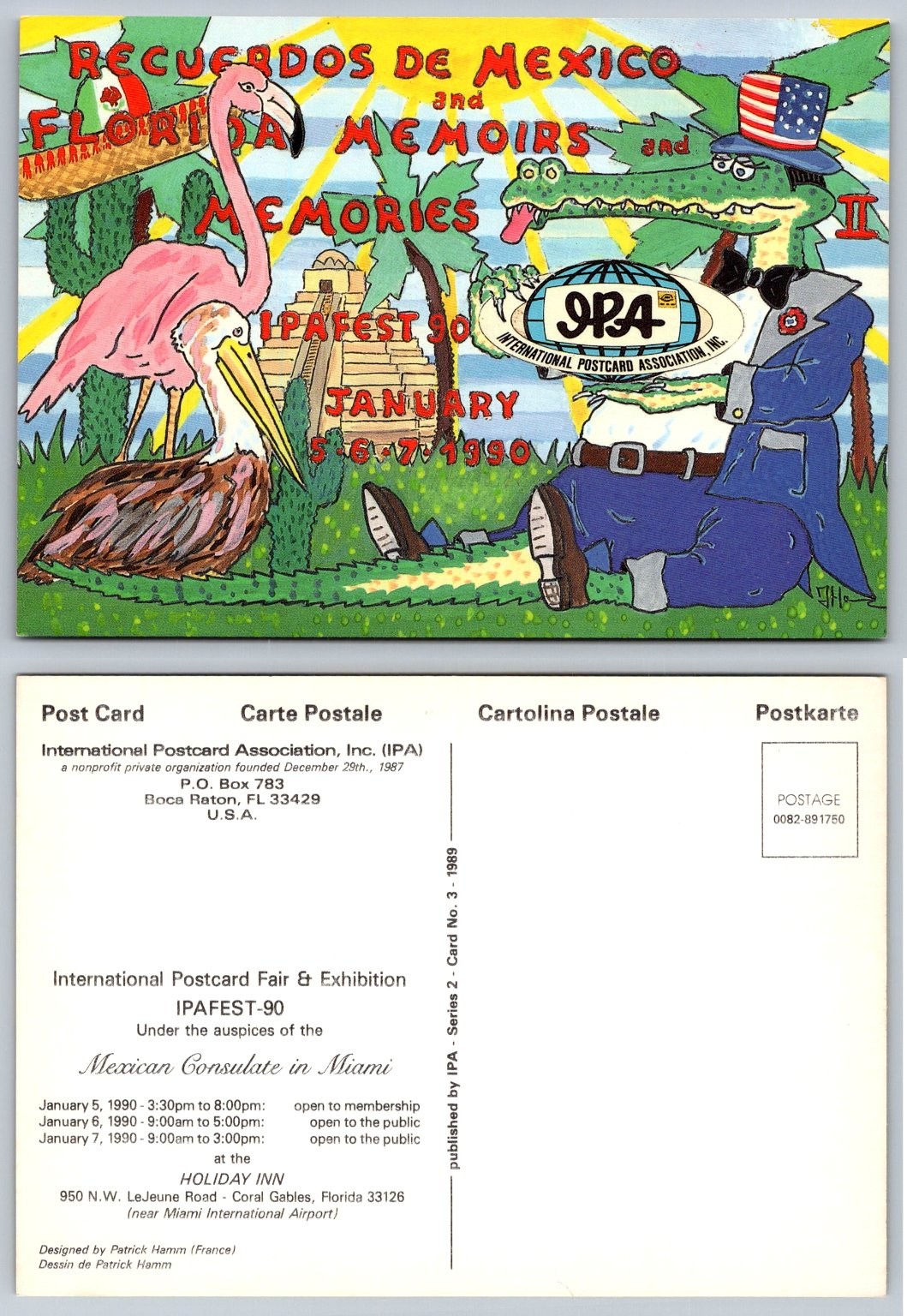 IPAFEST 90 Florida Mexico Memoirs Postcard Patrick Hamm 1990 Miami Event