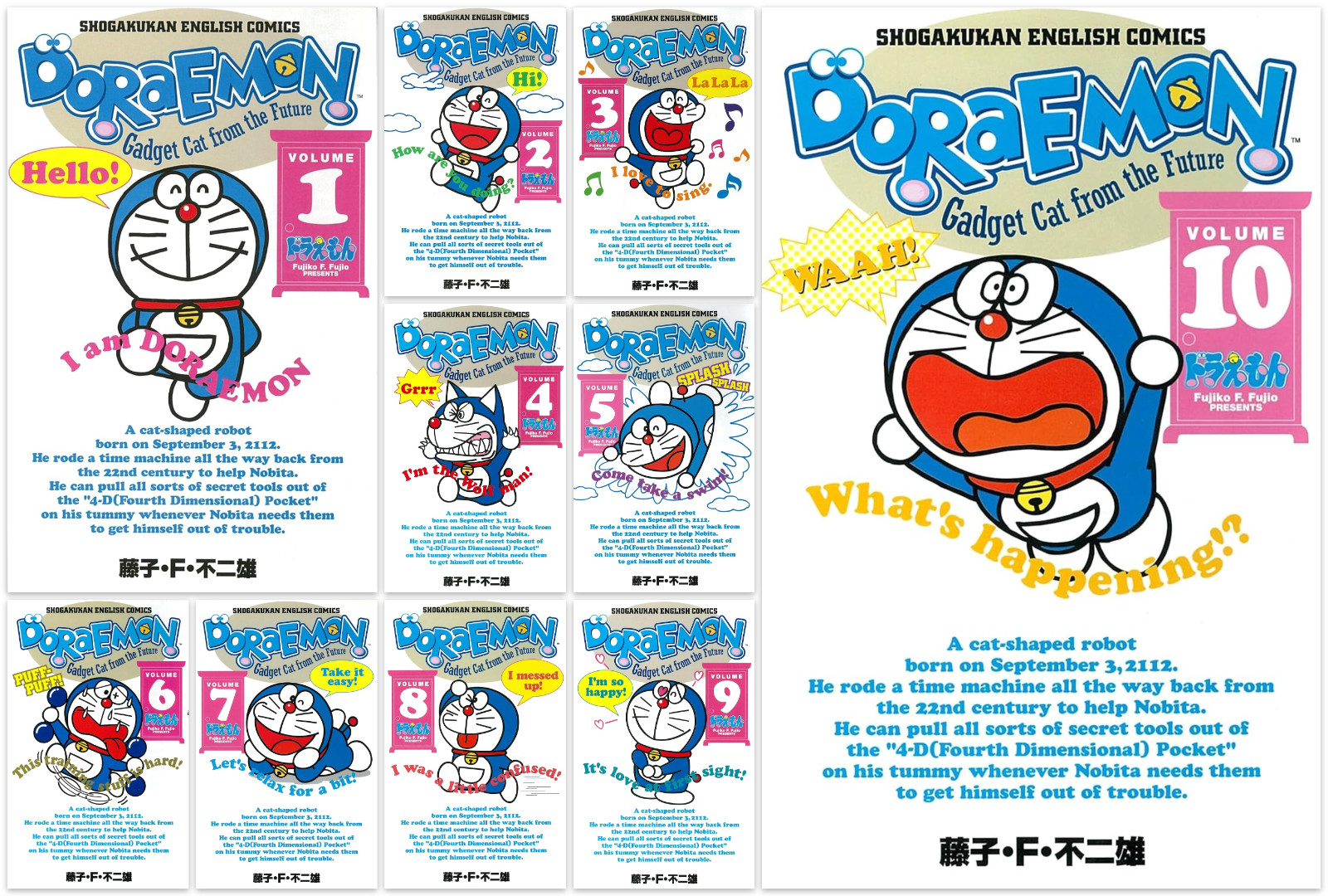 Doraemon English Translation Version Manga Vol 1-10 Complete Set NEW ドラえもん