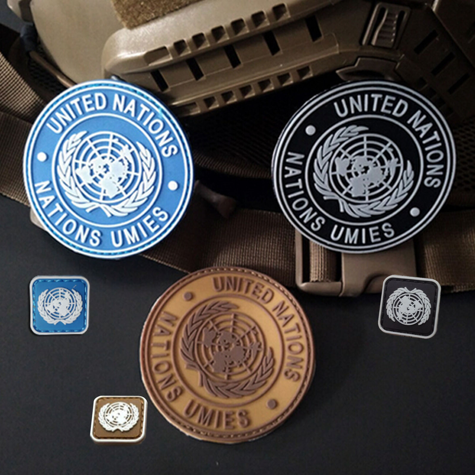 6 PCS UN United Nations U.N. Badge 3D TACTICAL ARMY PVC PATCH