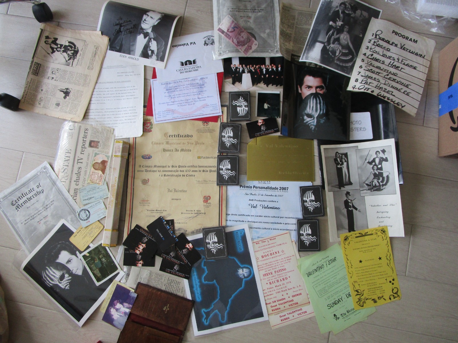 Huge Lot VAL VALENTINO MASKED MAGICIAN Personal Belongings Awards Photos ID's