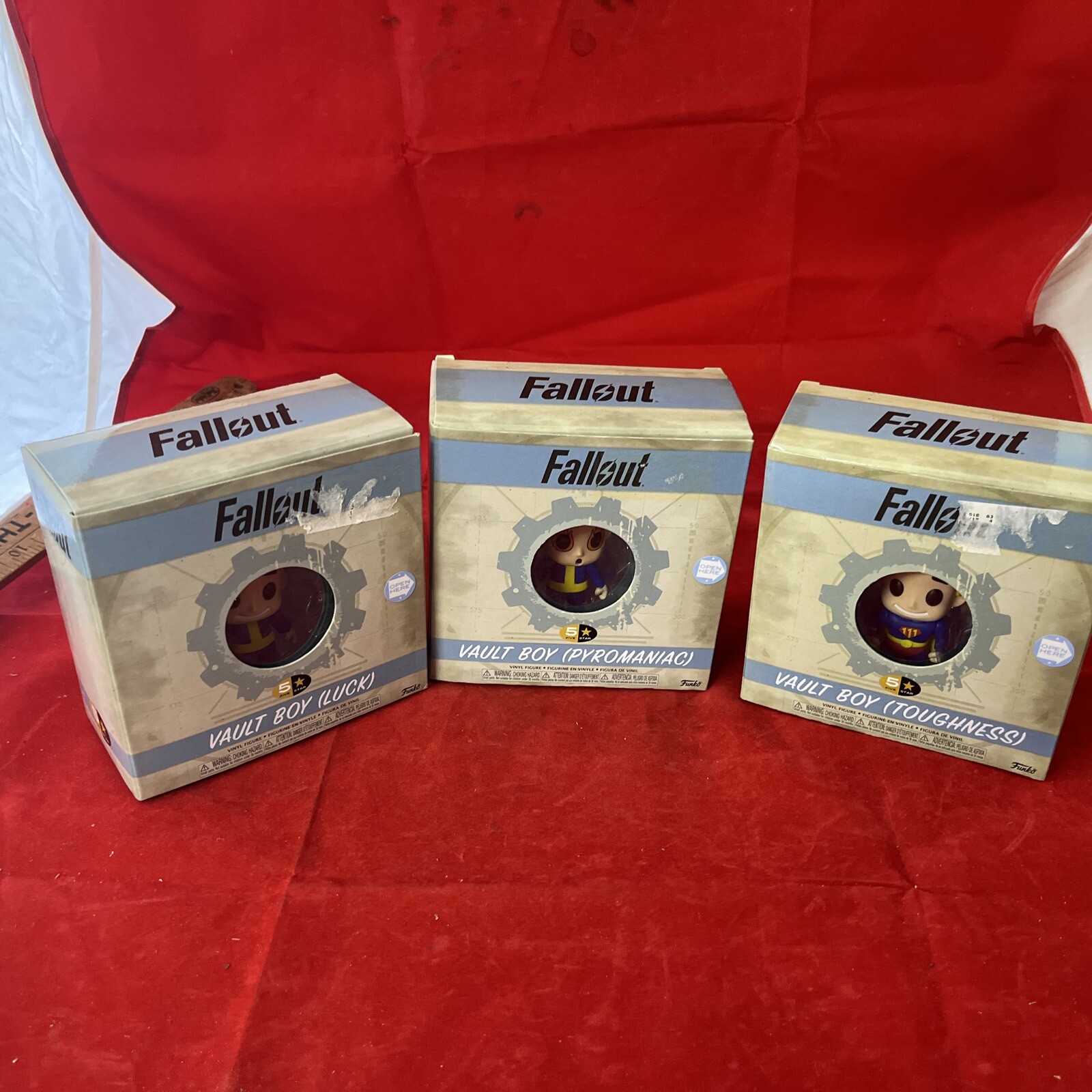 Set Of 3  Vault Boy (Toughness) Pyromaniac Luck. ~ Fallout , 5 Star