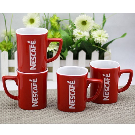 4 New Nescafe Red 8oz Cups Mug Cup  Coffee Tea Collectible Mugs 