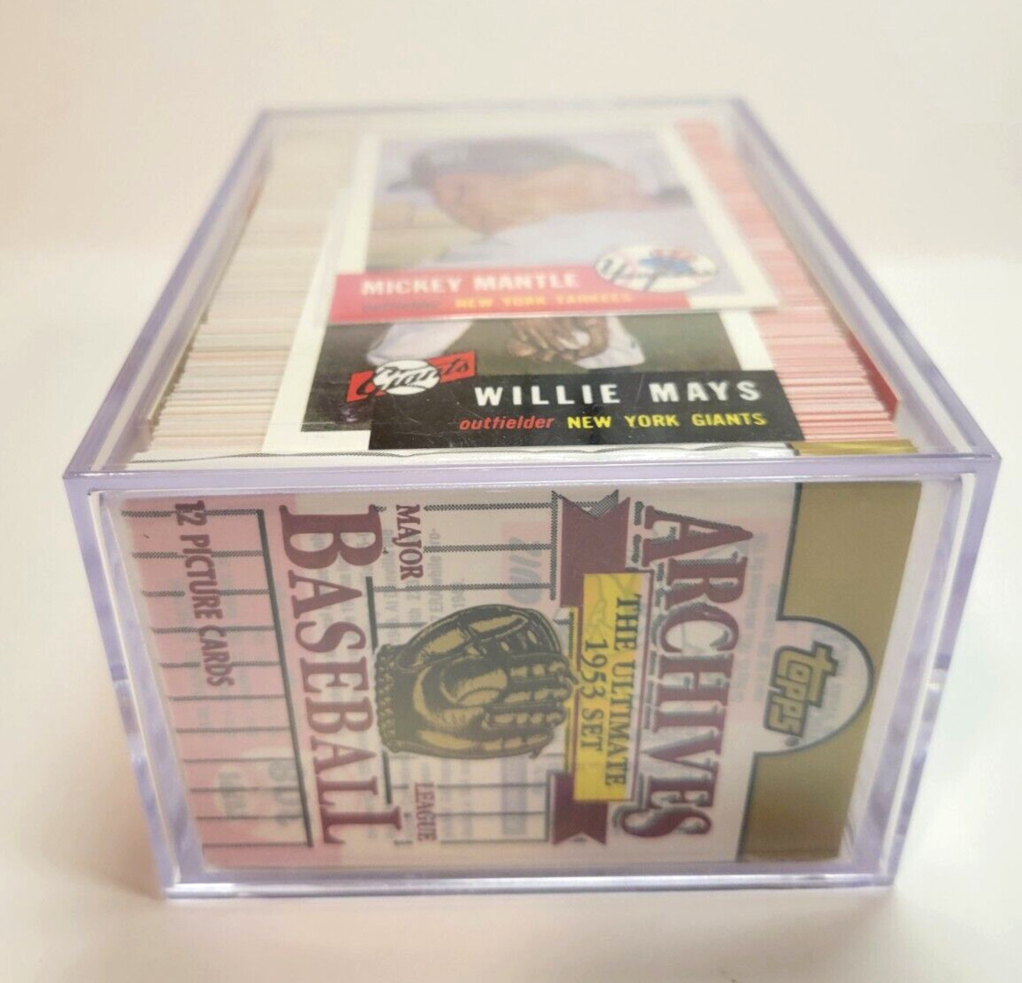 1953 topps archives set with unopened pack & clear storage box