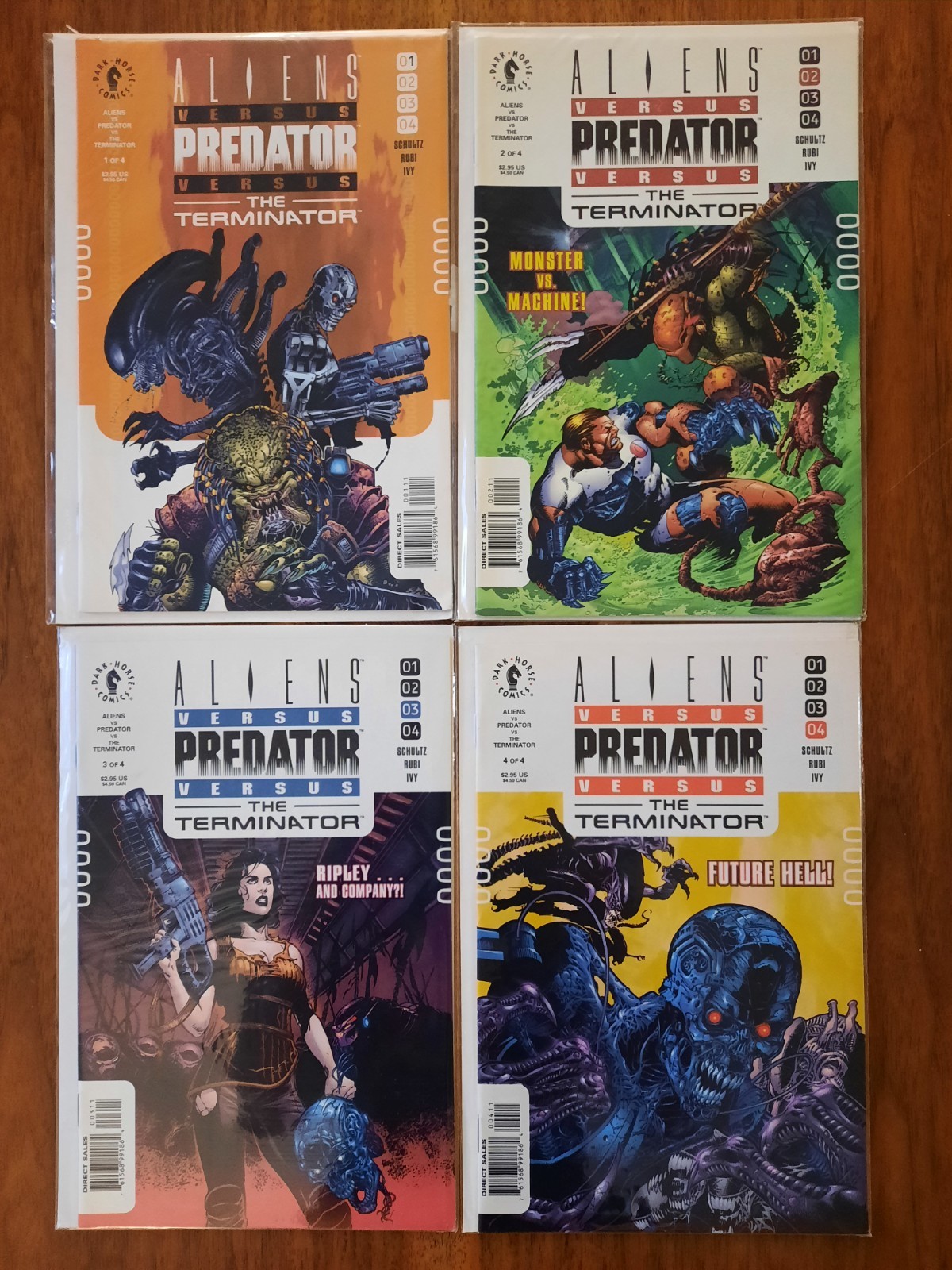 Aliens Versus Predator Verses The Terminator 1-4 comic set ~ Dark Horse Comics