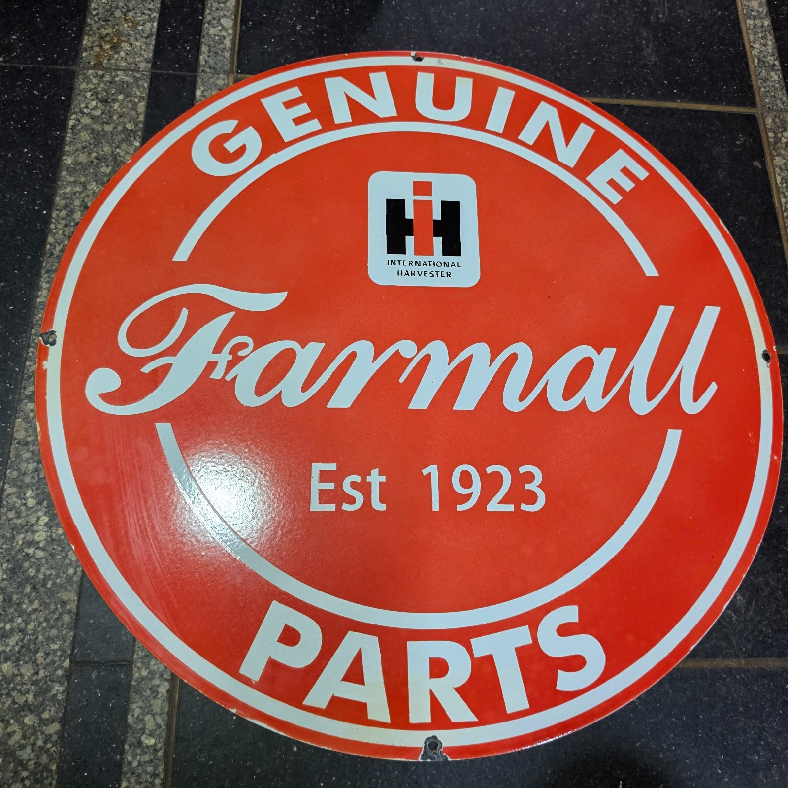 FARMALL PARTS PORCELAIN ENAMEL SIGN 29 X 29 INCHES