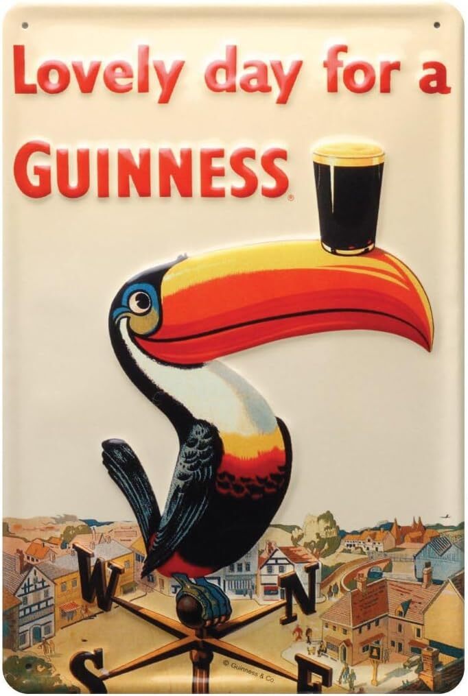 Guinness Toucan Weathervane Tin Metal Signs Home Décor Wall Art 8x12 Inch