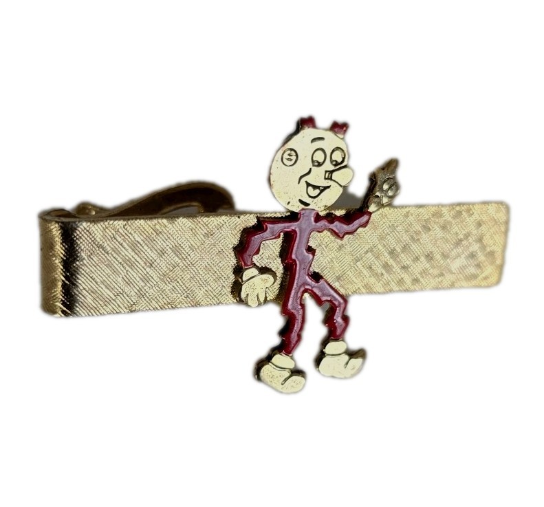 Vintage 1950s Reddy Kilowatt Tie Bar Clip Gold Tone Electric Company Mascot 