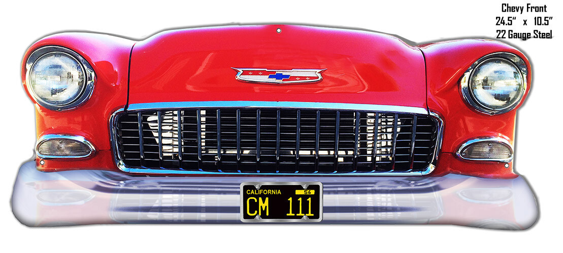 1955 RED CHEVY CAR FRONT END CUT OUT 24.5