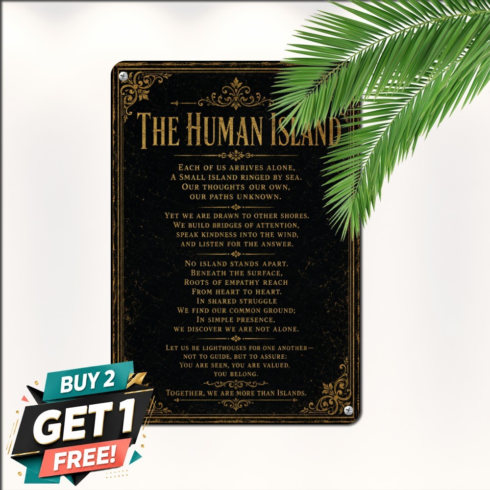 No Man Is An Island Literature Poetry Quote Wall Plaque Metal Tin Sign Art