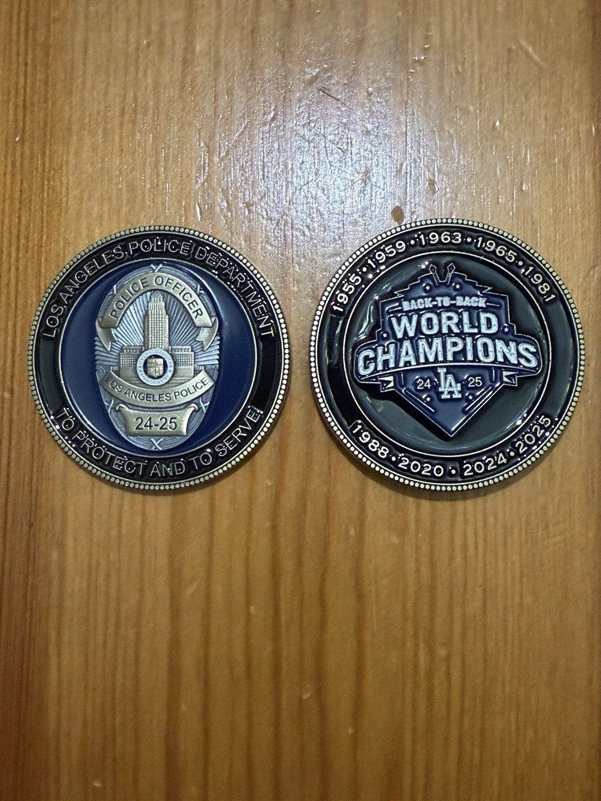 LAPD Los Angeles Police Department Dodgers World Champions Challenge Coin 24-25