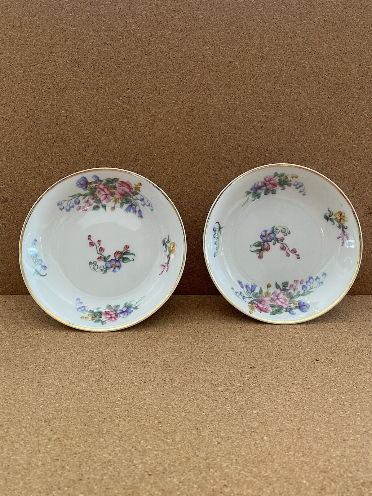 Vintage Pair GDA France Haviland Co Limoges Porcelain Coupe Bowls Pre War Floral