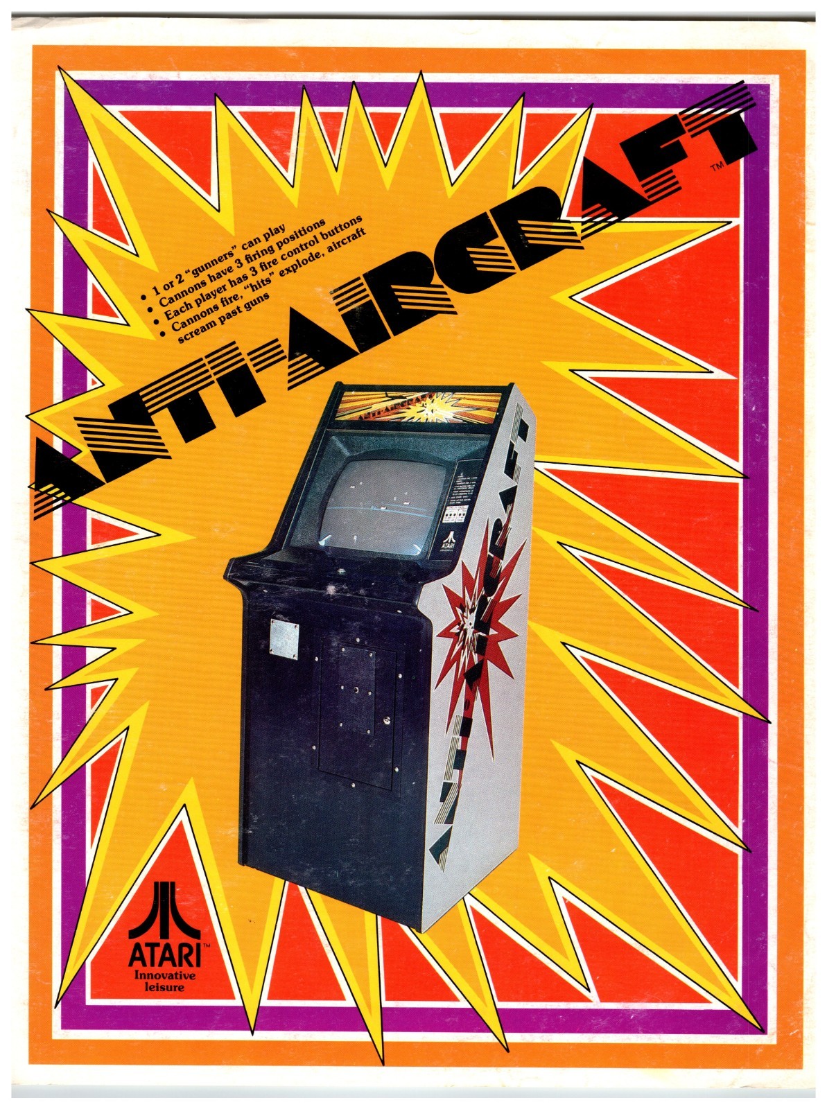 Atari Anti-Aircraft Arcade FLYER Original Atari 1975 Video Game Retro Vintage