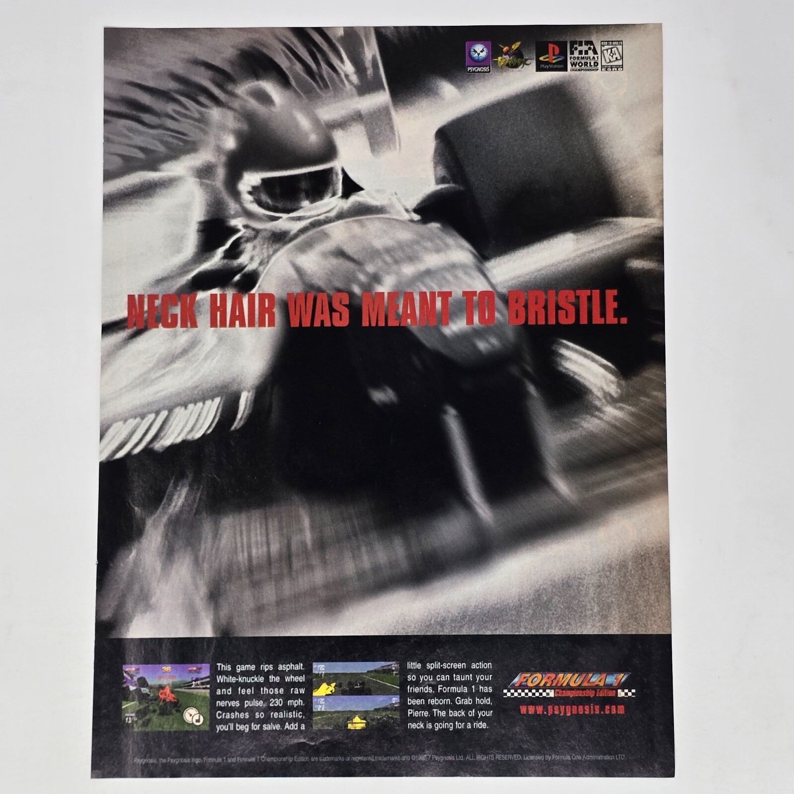 Formula 1 Championship Edition PlayStation 1 PS1 Hair Print Ad/Poster Promo Art