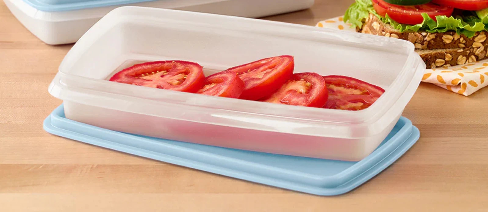 Tupperware Snack n Stor Slim Deli cheese MEAT Keeper Container 2.5 cup 9X5 NEW