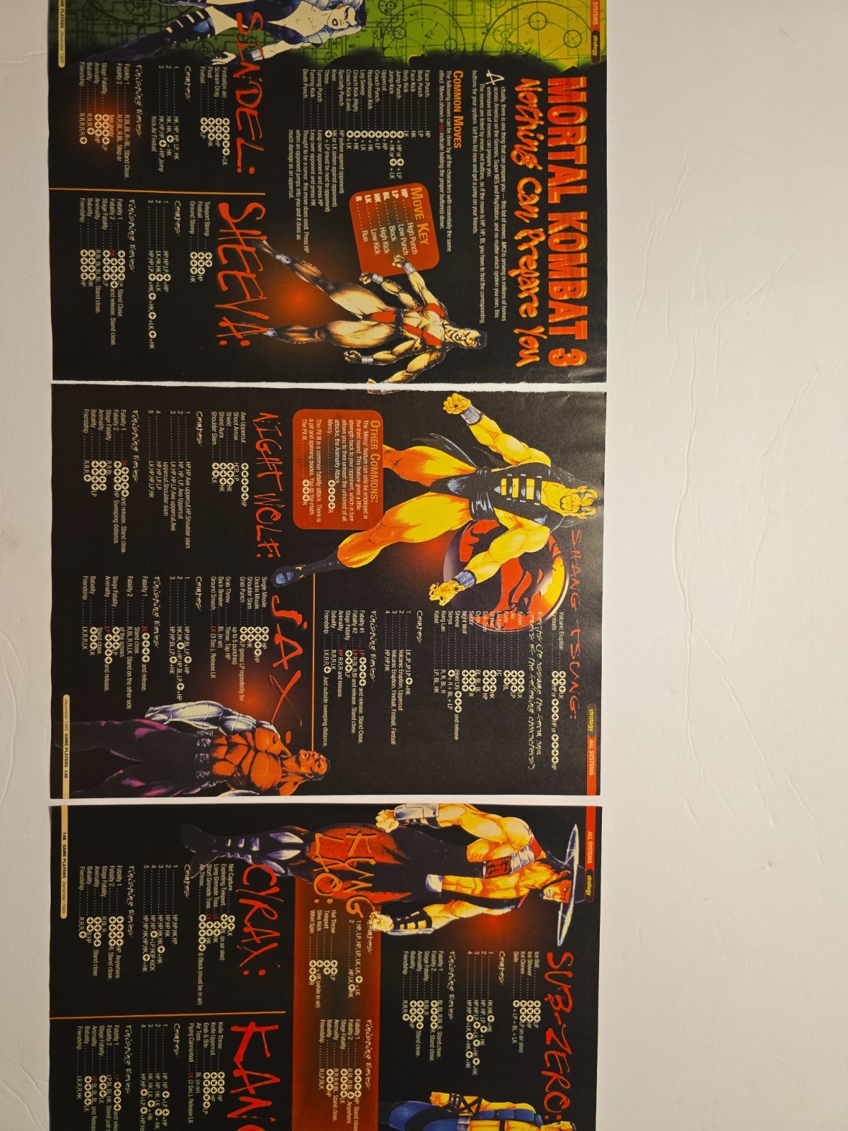 Rare Vintage 1995-1996 Mortal Kombat 3 Magazine Page Lot Gaming Ephemera Grail