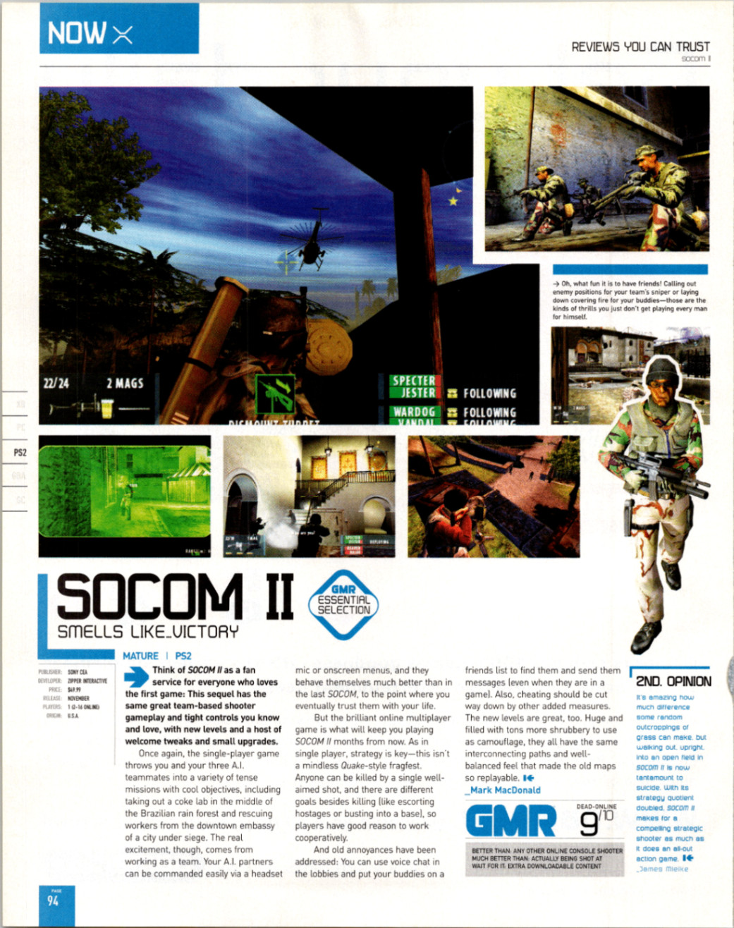 SOCOM II PS2 GMR Magazine Review Ad Gaming Collectible 2003