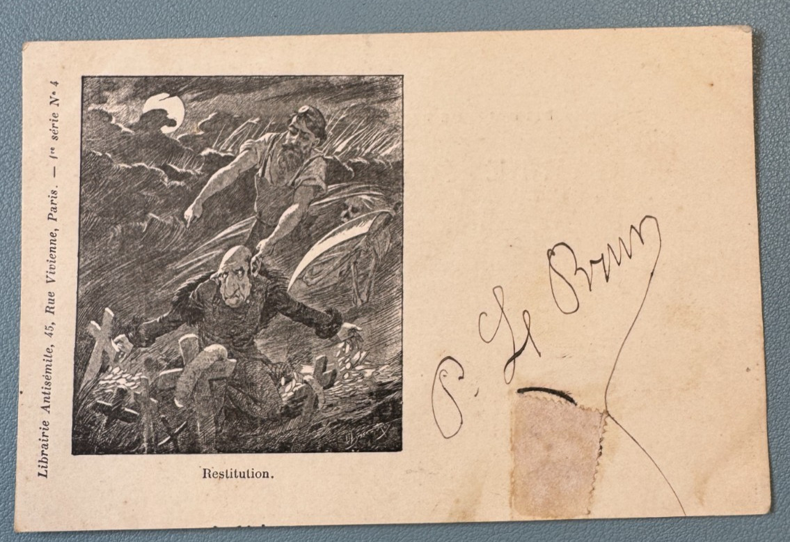 CPA Satirical Anti-Semitic Postcard Bookstore Paris Series No. 4 Restitution