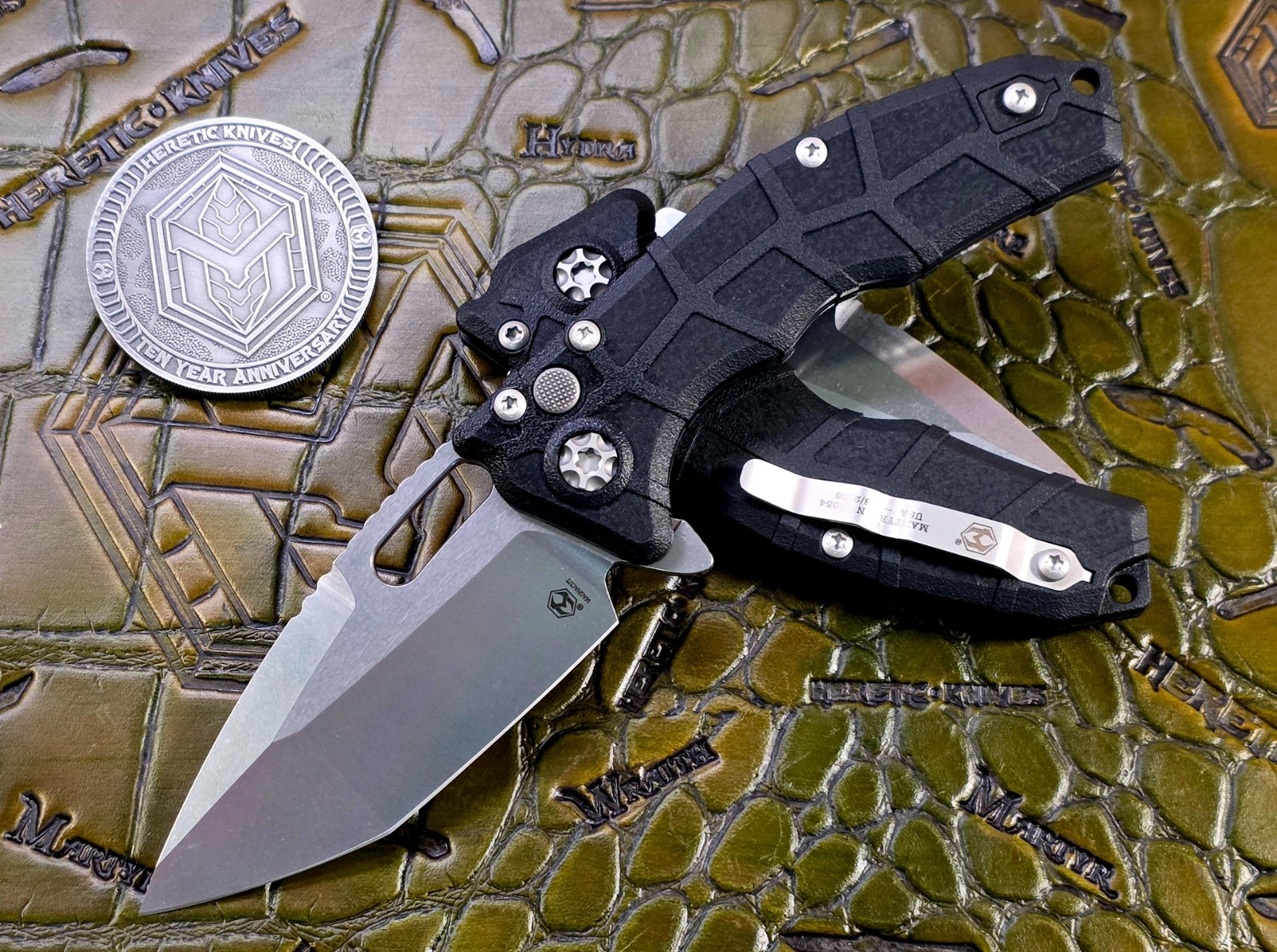 Heretic Knives Martyr Manual – Black Polymer Stonewash MagnaCut Tanto H057-2A