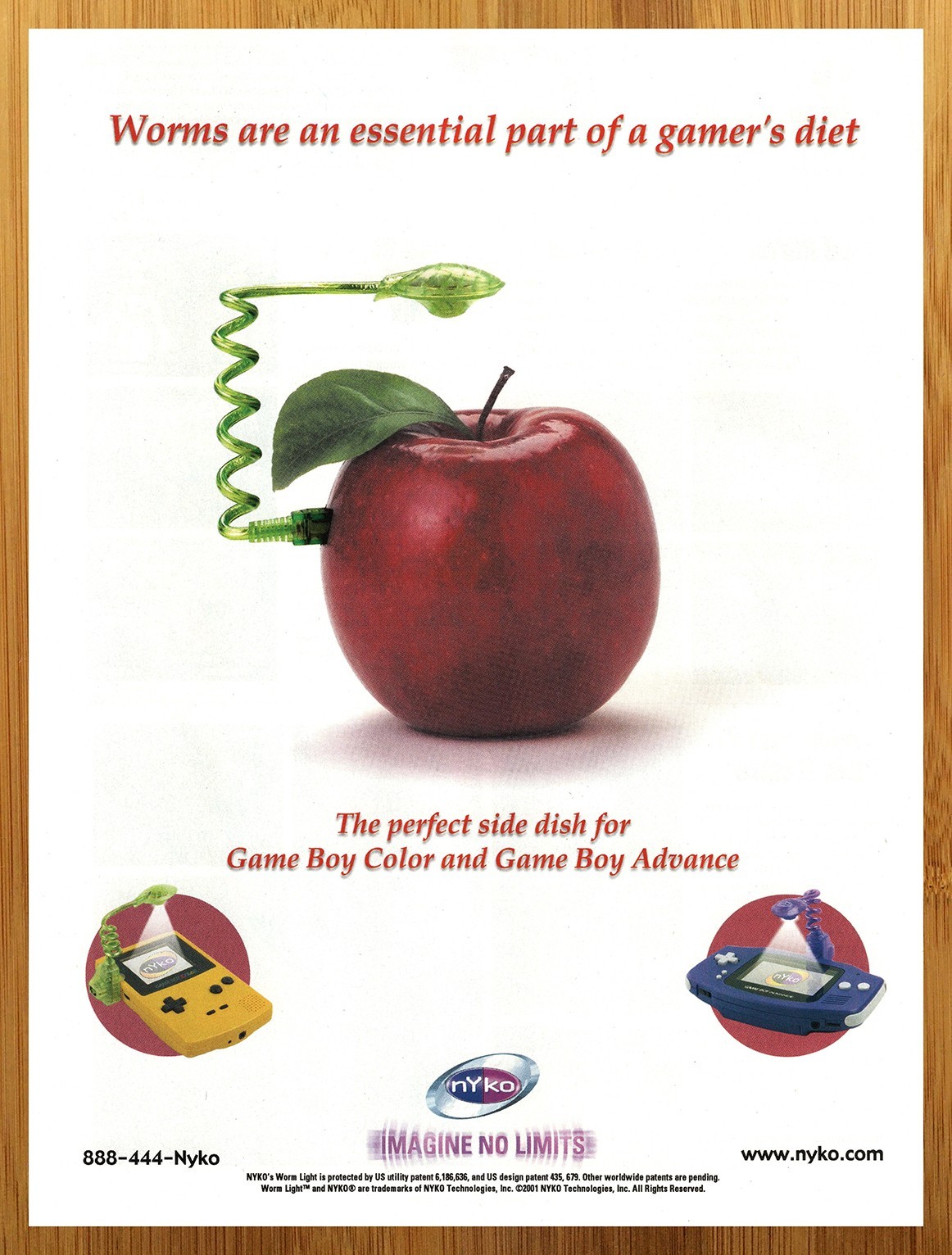 2001 NYKO Worm Light Gameboy Color/Advance GBA GBC Print Ad/Poster Game Pop Art