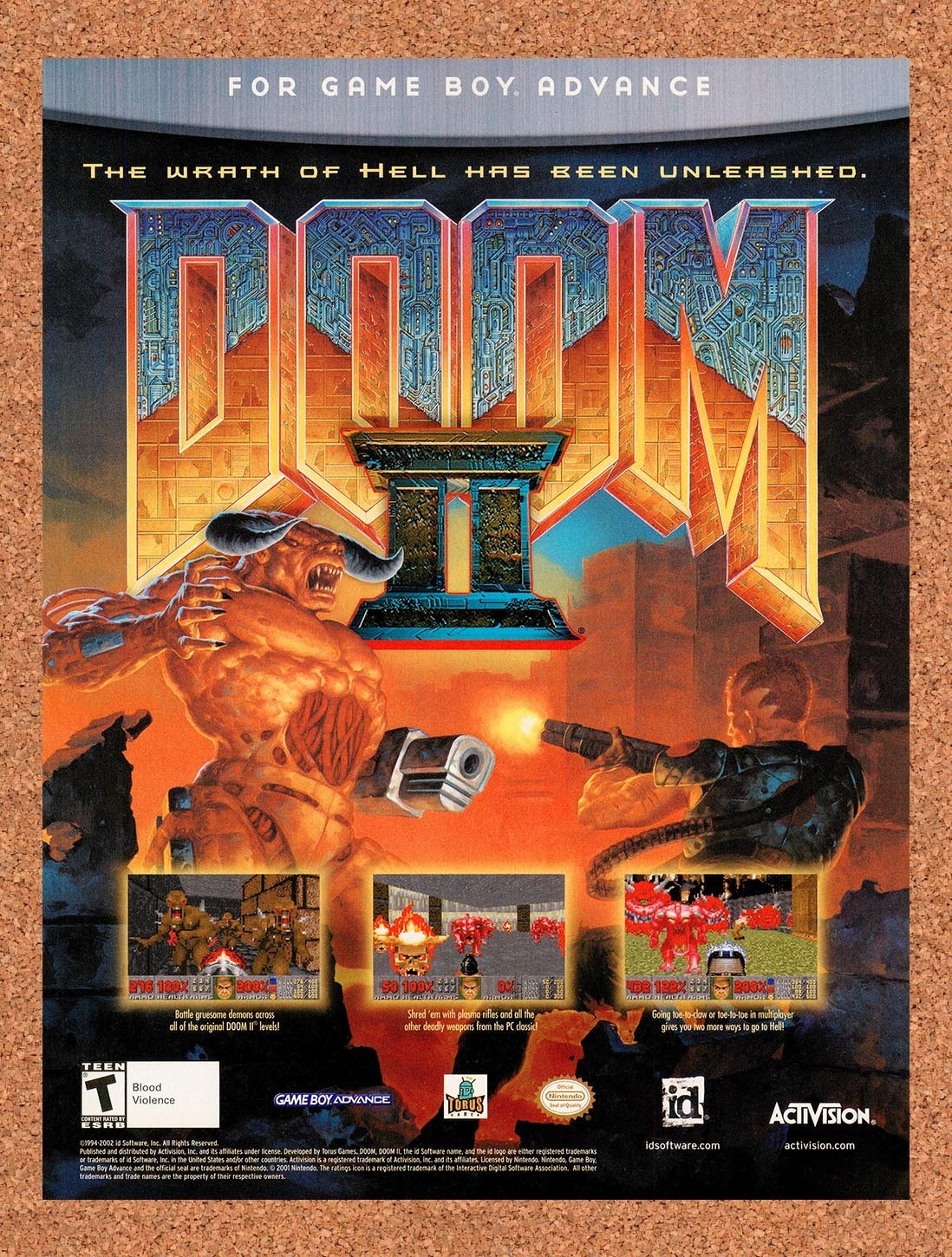 2002 Doom II GBA Original Advertisement / Retro Promo v2