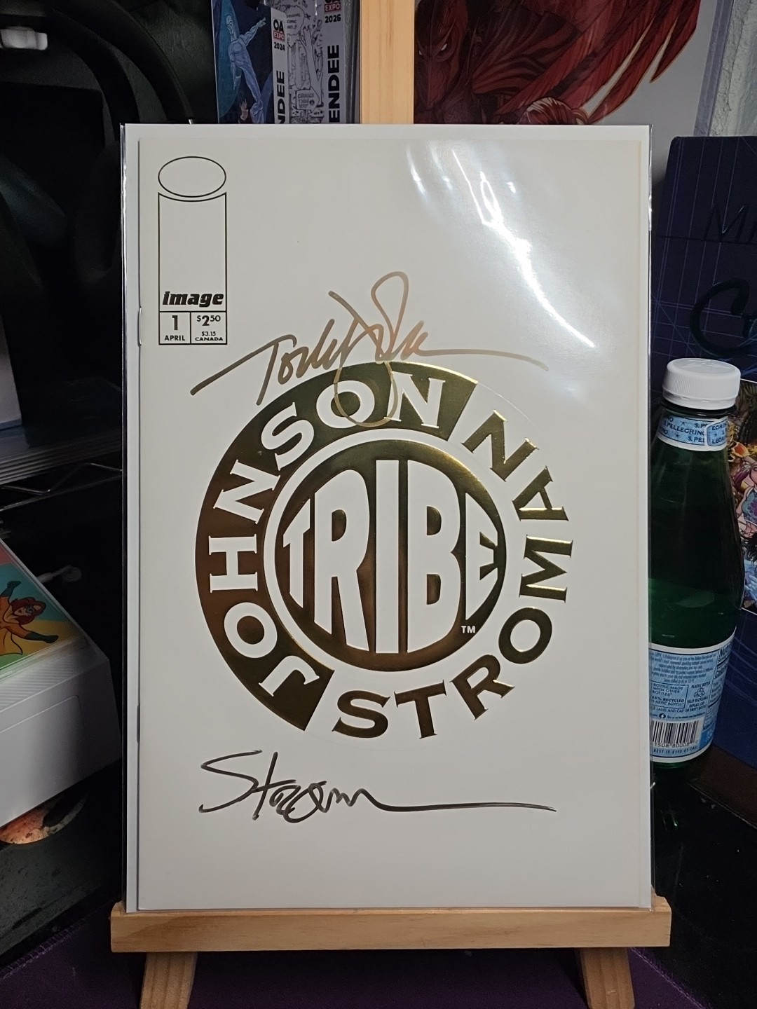 TRIBE 1 SIGNED TODD JOHNSON & LARRY STROMAN COA IVORY EDITION GOLD FOIL EMBOSSED