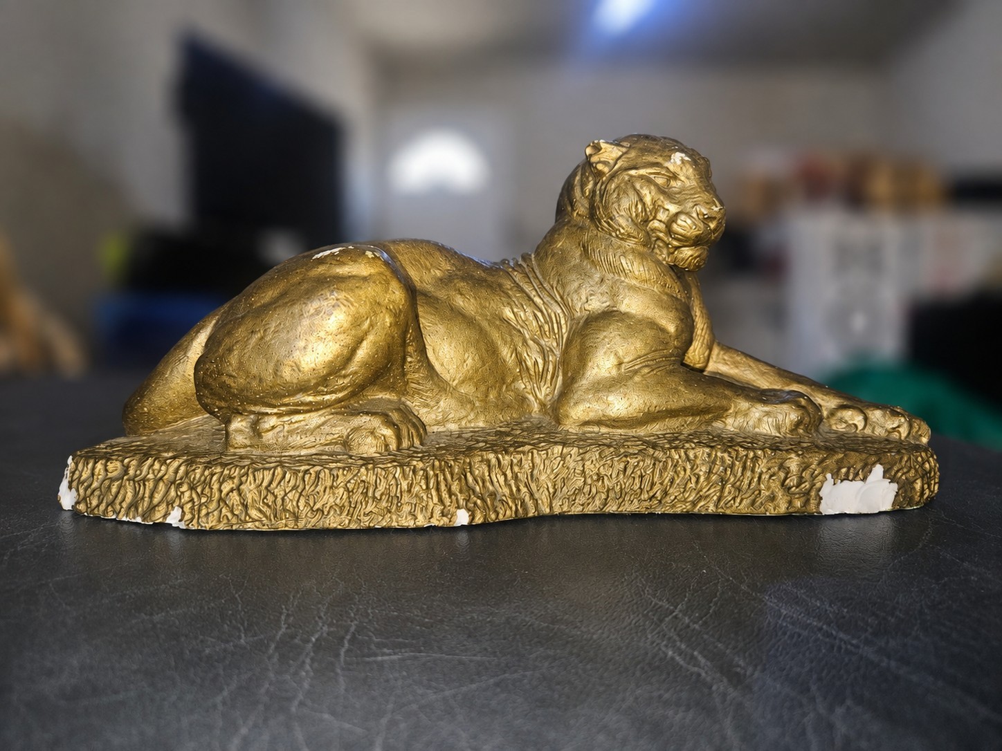 Vintage J.L. Boulton Bronze-Clad Reclining Tiger Sculpture