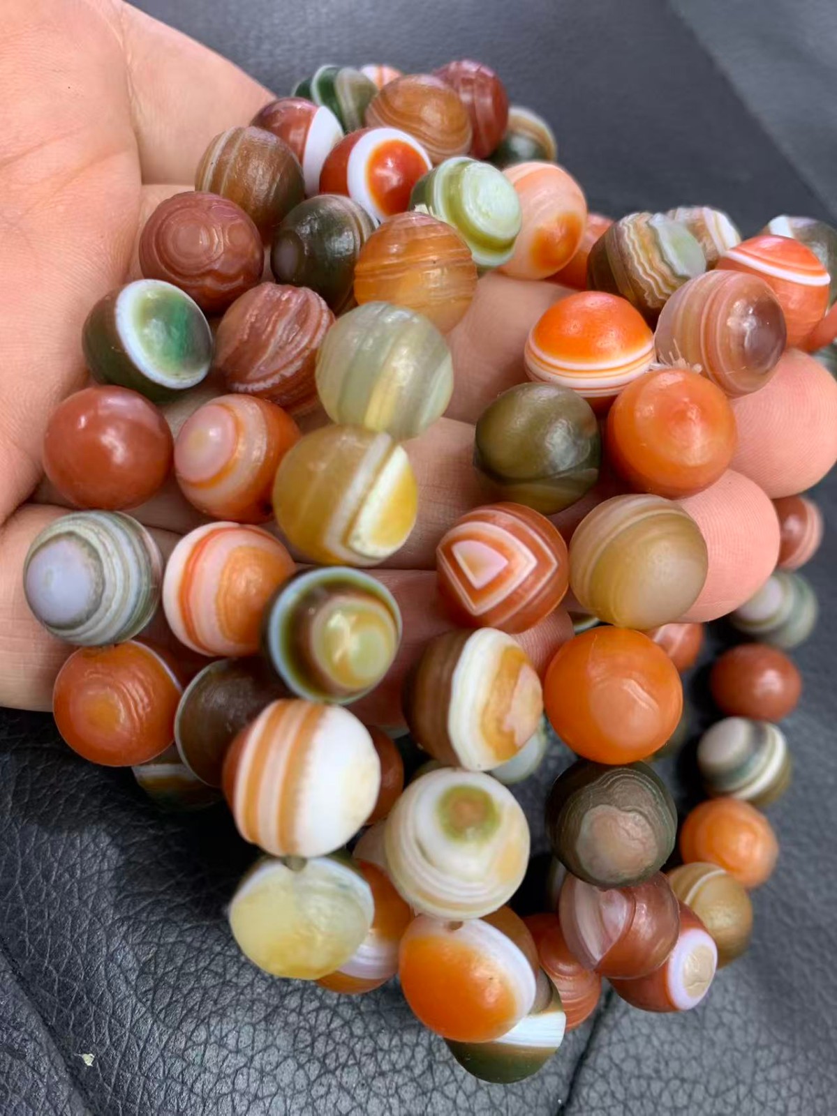 5Pcs Rare Tibetan Old Natural *Sky Eyed* Agate Dzi 12mm Round Beads Bracelets