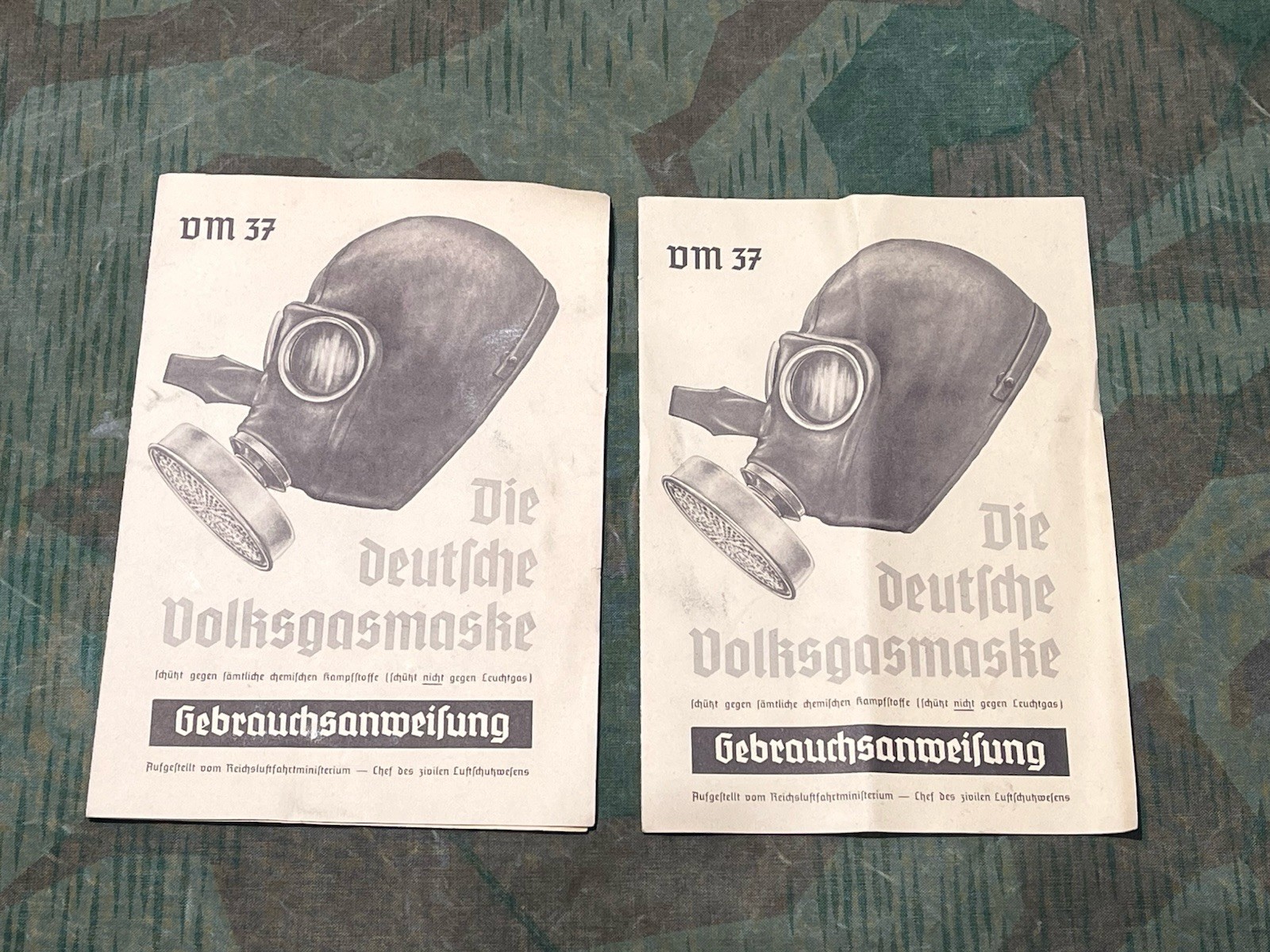 Original WW2 German Civil Gas Mask VM37 Instruction Manual (1x Per Purchase)