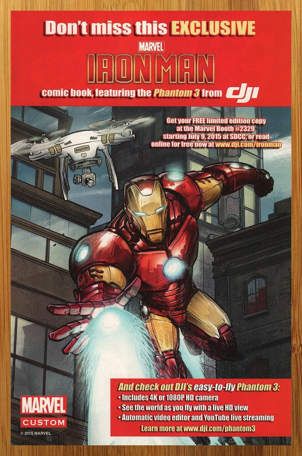 2015 Marvel Comics Iron-Man/DJI Phantom 3 Drone Print Ad/Poster Promo Wall Art