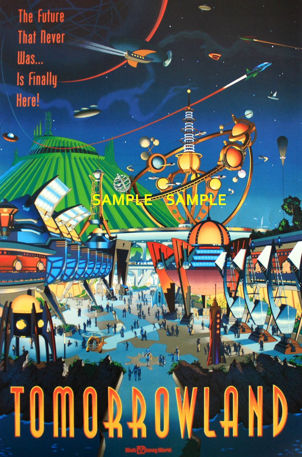 Disney 1994 Tomorrowland TWA Rocket to Moon Poster 11 x 17 Magic Kingdom