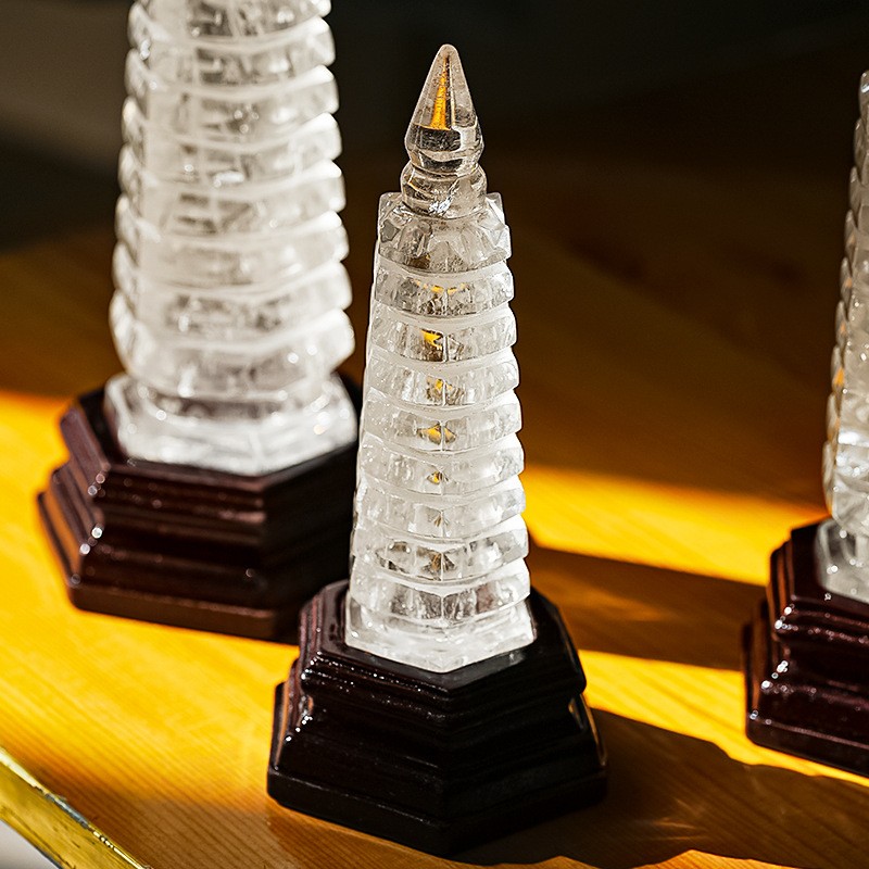 Natural Clear Quartz Wenchang Tower Crystal Carving Decor random 1pcs No base